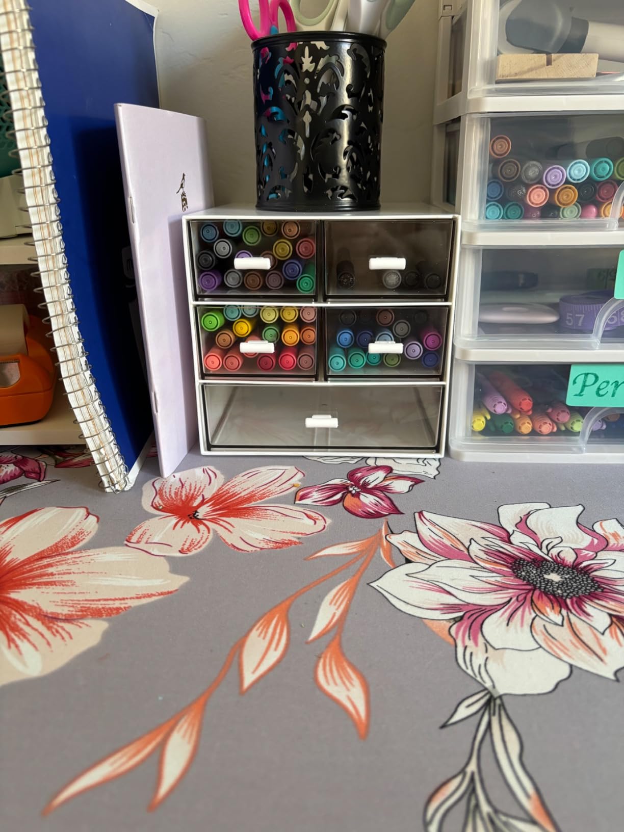 Desk Organizer with 5 Drawers, Rectangular Office Stationery Supplies Desktop Drawers, Plastic Makeup Storage, Suitable for Office, School, Home (White & 5 Drawers) customer photo 2