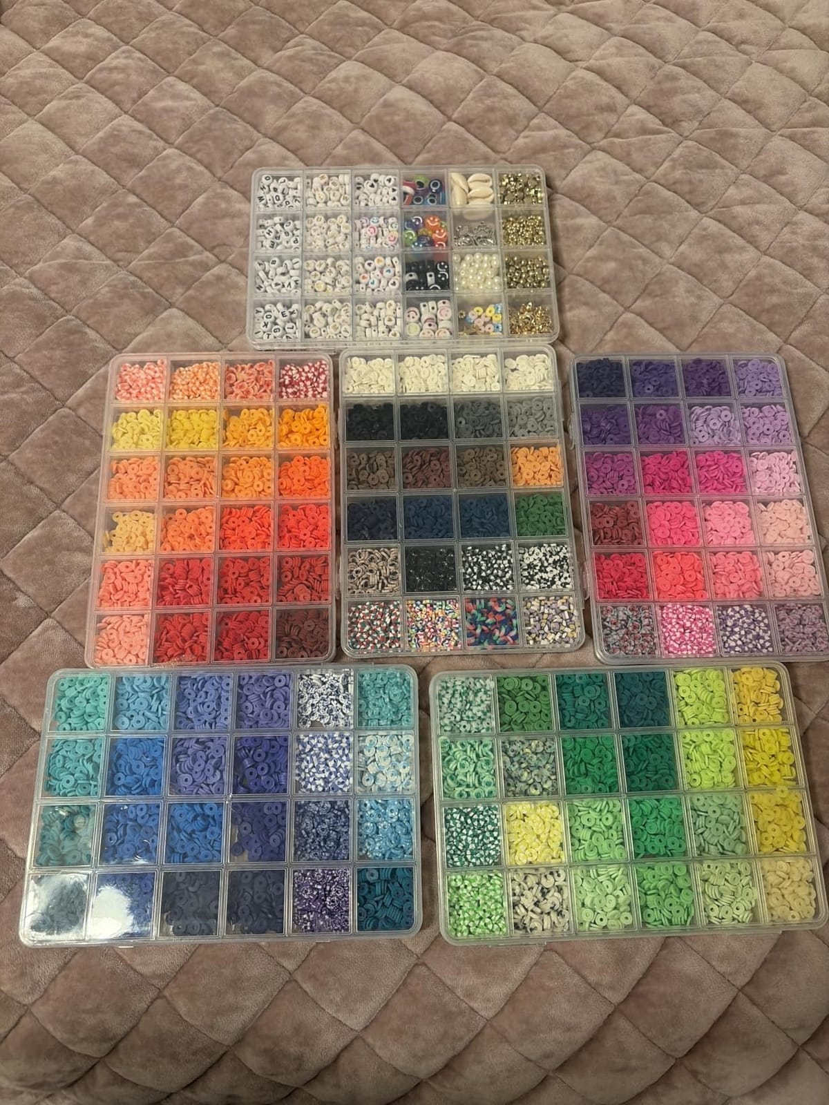 20,000 Pcs Clay Beads Bracelet Making Kit, 120 Colors 6 Boxes Polymer Beads Spacer Heishi Beads & Jewelry Kit with Pendant Charms Elastic Strings, Crafts Gift for Kids Adults customer photo 2