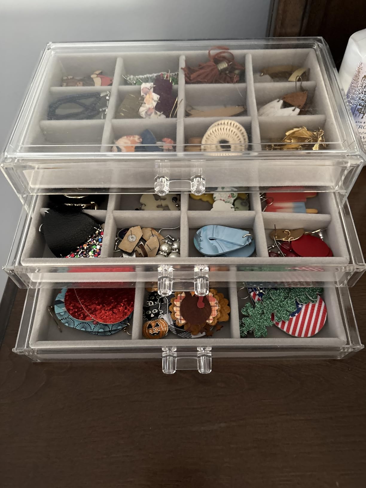 ProCase Earring Holder Organizer Jewelry Box with 5 Drawers, Grey customer photo 1