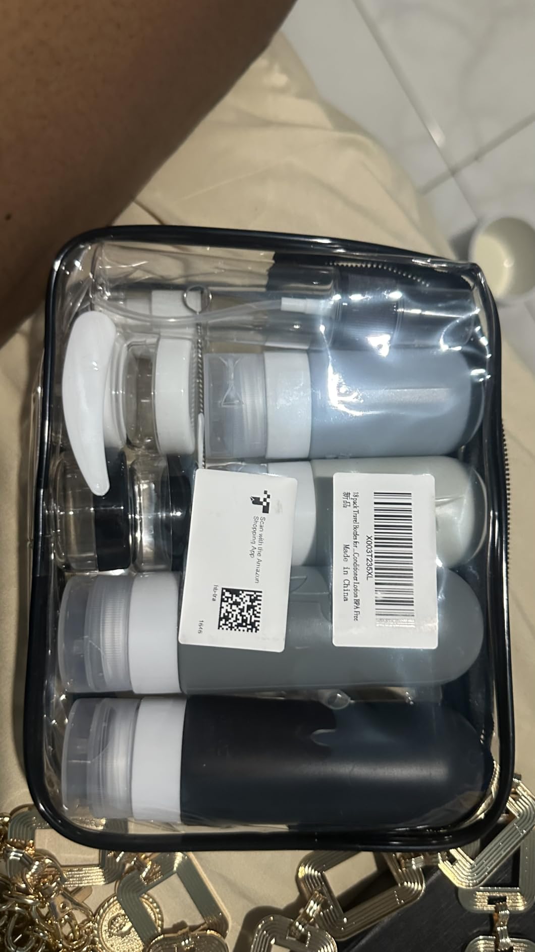 18pack Travel Bottles for Toiletries,TSA Approved Silicone Travel Containers for Toiletries,Leak Proof Refillable Liqus Shampoo And Conditioner travel Essentials toiletry Bottles customer photo 1