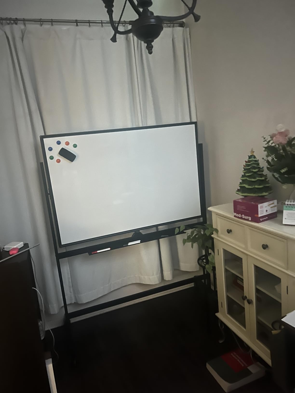 TSJ OFFICE Large Rolling Whiteboard - Dry Erase Magnetic 48 x 32 Inches White Board Height Adjust Double Sides Mobile Portable Easel on Wheels, Dry Erase Board with Stand for Office, Home & Classroom customer photo 2
