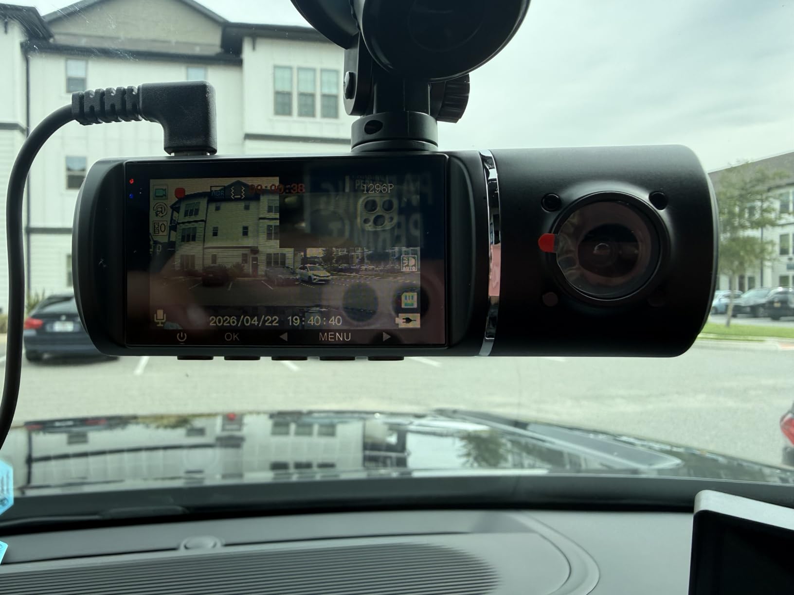 Dash Cam Front and Rear, 1296P Dash Camera for Cars, 3 Channel Car Camera Front Rear and Inside with 32GB Card, Loop Recording, Night Vision, HDR, 24Hr Parking, G-Sensor customer photo 1