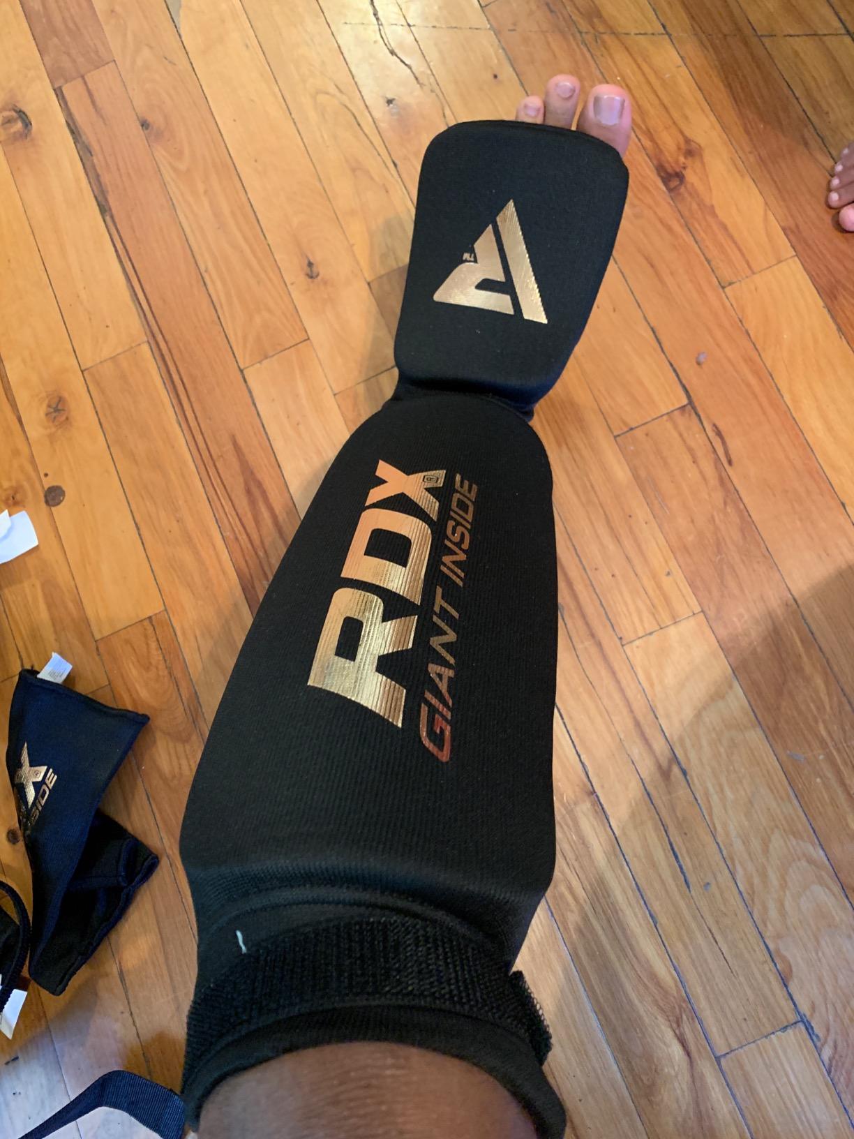 RDX Shin Guards Kickboxing Muay Thai, SATRA Approved, MMA Leg Instep Protection Pads, Sparring Training Martial Arts Boxing, Elasticated Padded Protector, Karate BJJ Taekwondo Gear, Men Women customer photo 1