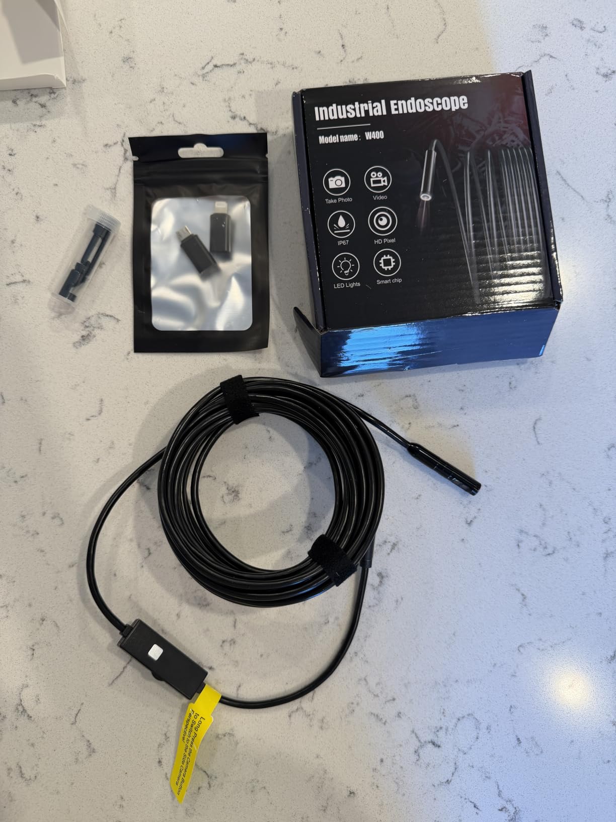 Kinpthy Endoscope Camera with Light,1920P HD Borescope Tools with 8 Adjustable LED Lights, Endoscope with Semi-Rigid Snake Camera, Inspection Borescope for iOS and Android-16.4ft Single Lens customer photo 2