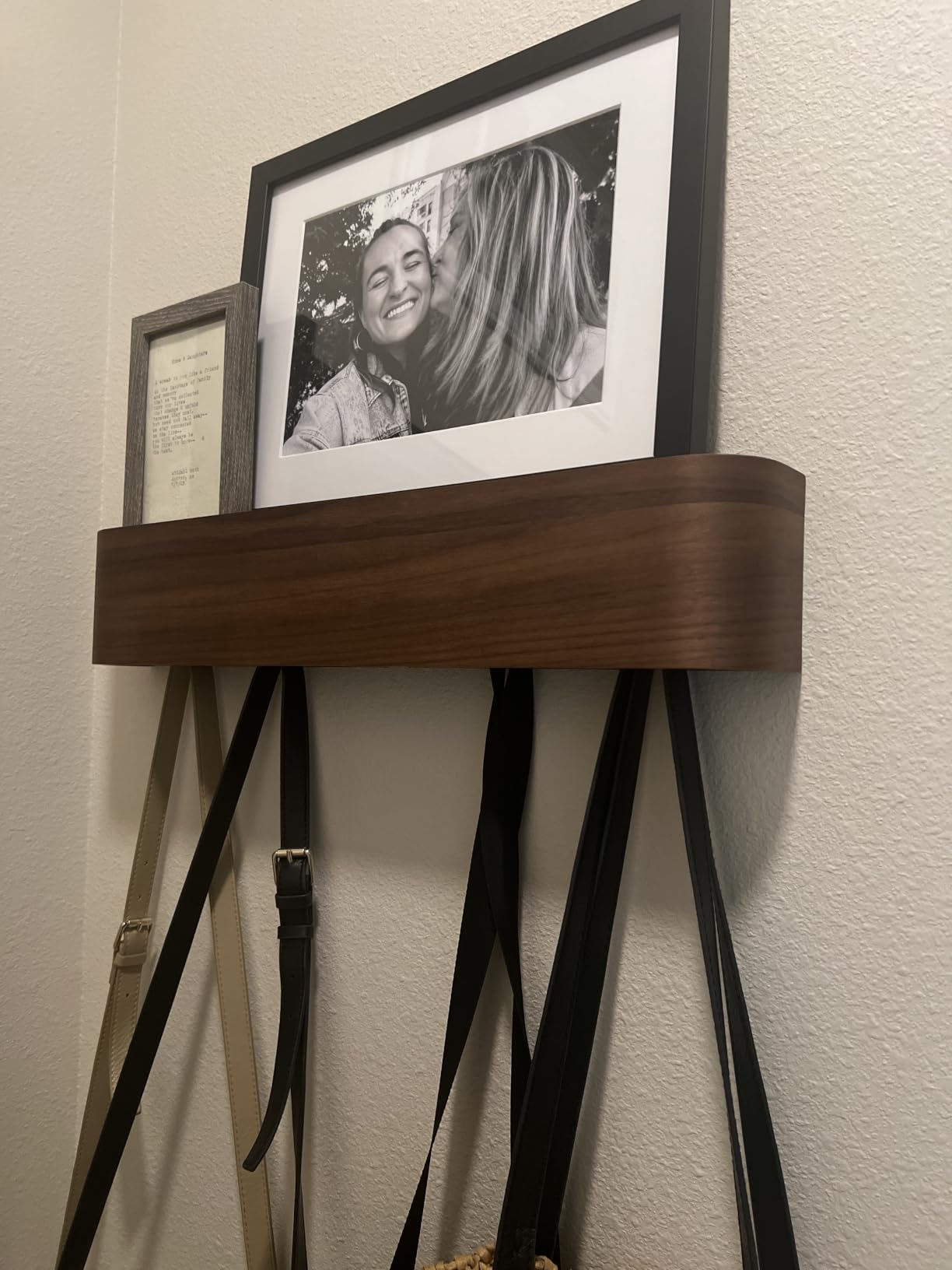Kazai. Wall-Mounted Coat Rack 'Toke' - Modern Design Coat Rack with Hidden Wall Hooks - Solid Wood Veneer Panel Coat Hanger - Walnut customer photo 1
