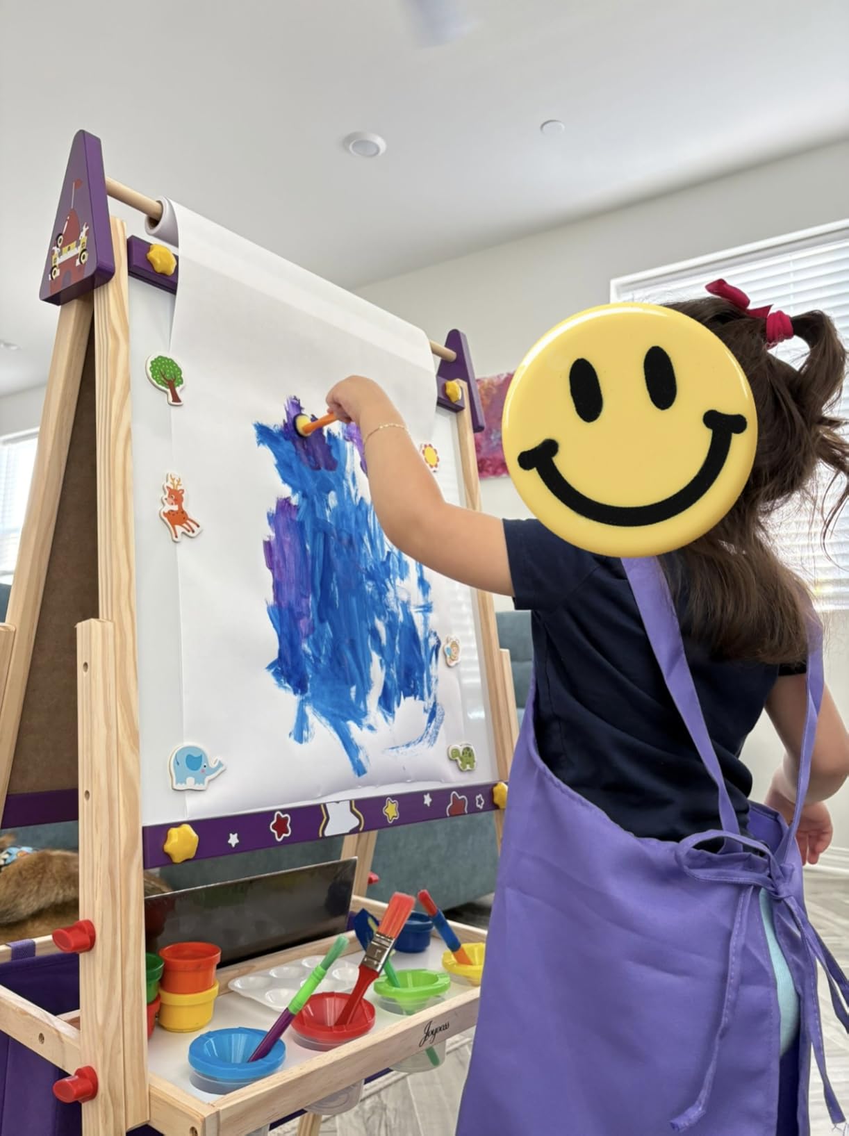 Joyooss Art Easel for Kids Easel for Toddlers,Adjustable Standing Wooden Toddler Easels Kid Whiteboard & Chalk Board Kids Dry Erase Board,Art Easel for Kid Age 2-4 4-8 9-12 Drawing Easels customer photo 2