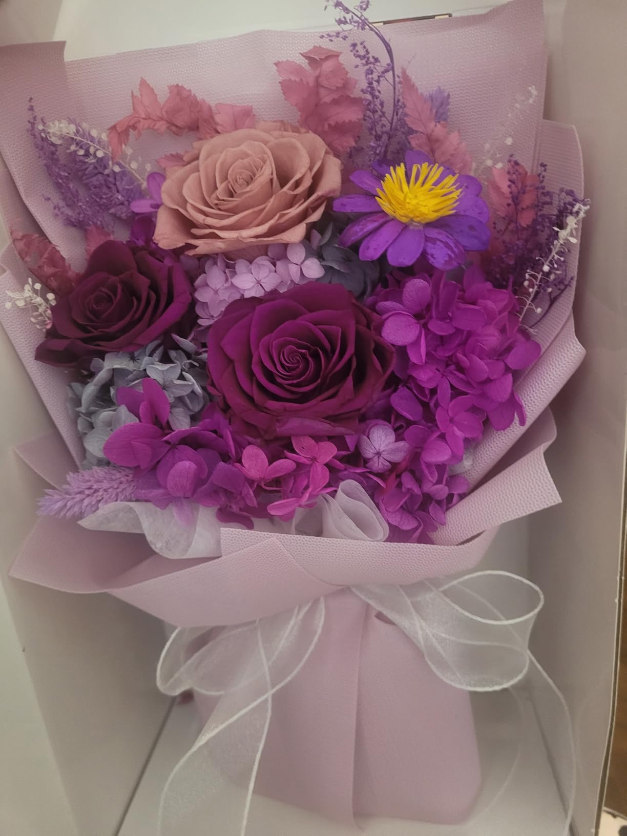 lovenfold Preserved Flowers for Delivery, Purple Rose Bouquets That Last 1-3 Years, Birthday Flowers Gifts for Women Mom Grandma Wife Friends customer photo 1