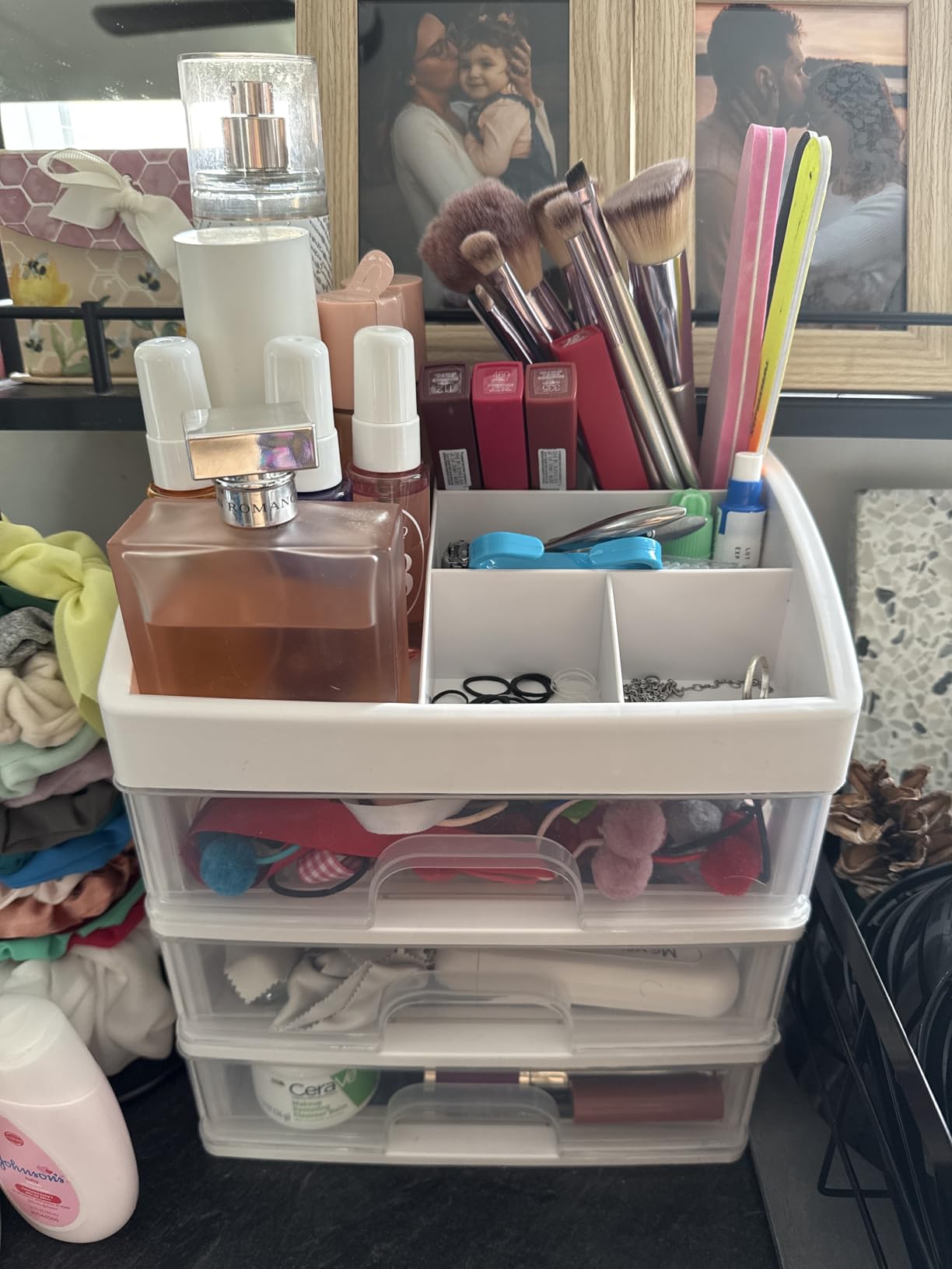 Desk Organizer with Drawers, 3 Drawers Storage Organizer, Desktop Storage Drawers for Office/School Supplies, Plastic Stationary Makeup Organizer, Desk Storage Box for Office, School, Home customer photo 2