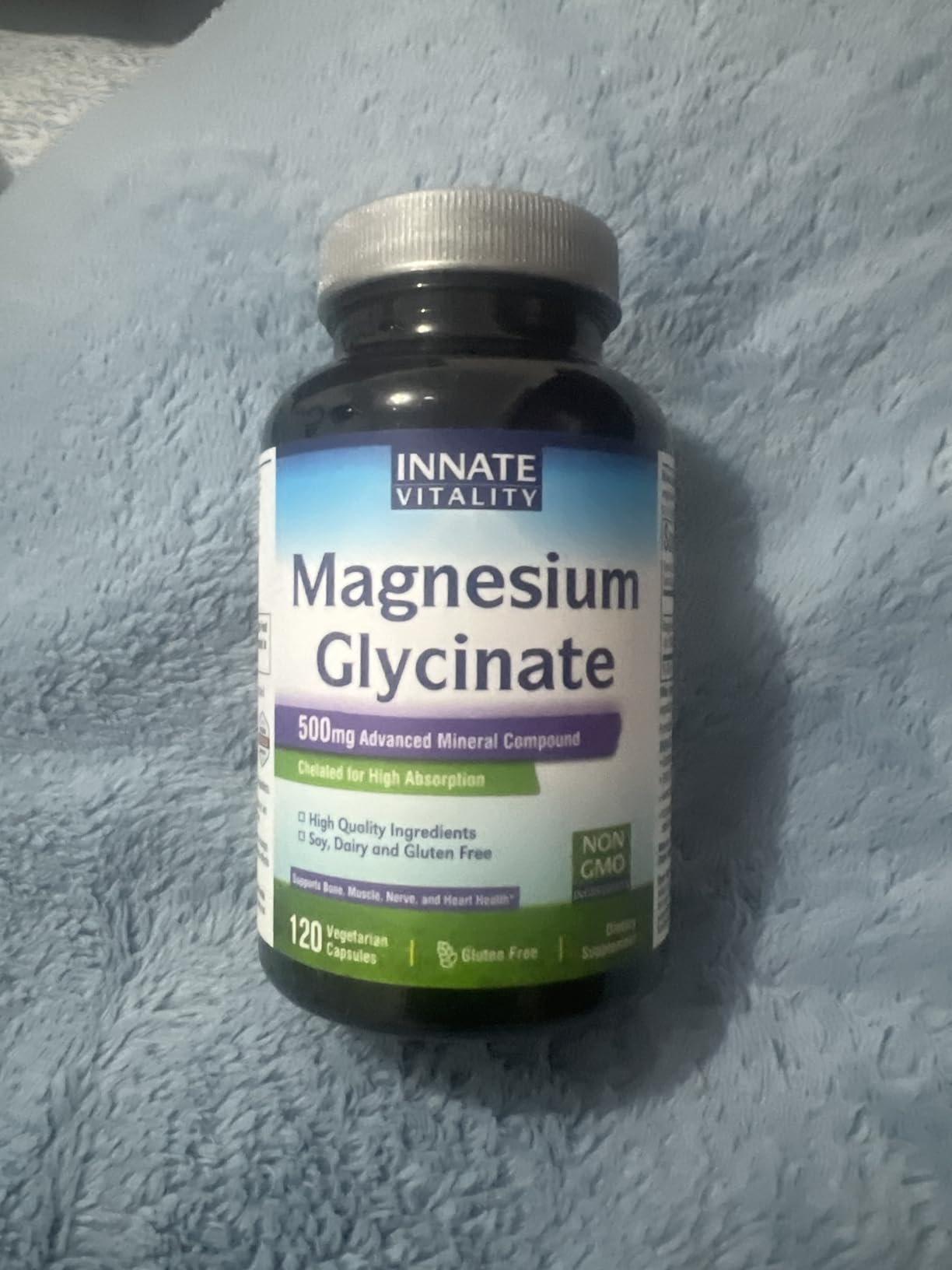 Innate Vitality Magnesium Glycinate 500mg | 70mg Elemental Magnesium Supplement - High Absorption, Non Buffered, Non-GMO & No Gluten - Vegan - Nerve Health - 120 Capsules (Pack of 1) customer photo 1