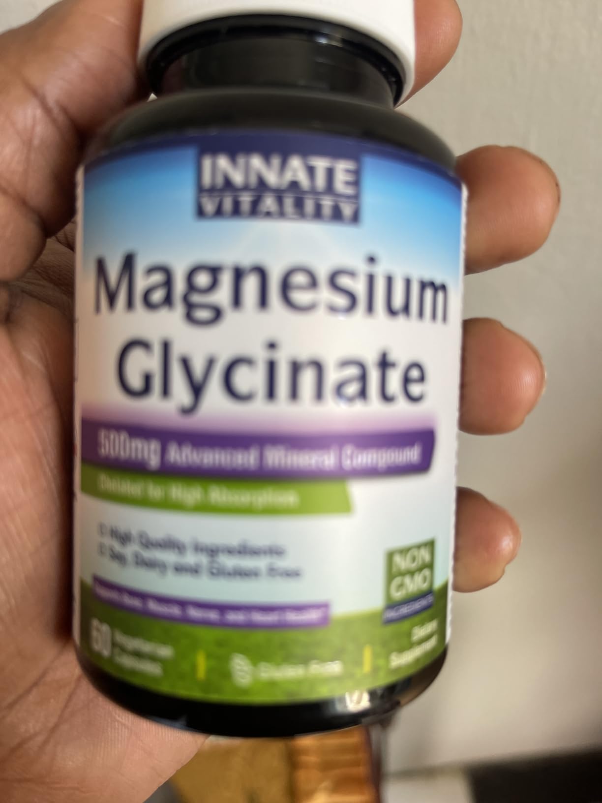 Innate Vitality Magnesium Glycinate 500mg | 70mg Elemental Magnesium Supplement - High Absorption, Non Buffered, Non-GMO & No Gluten - Vegan - Nerve Health - 120 Capsules (Pack of 1) customer photo 2