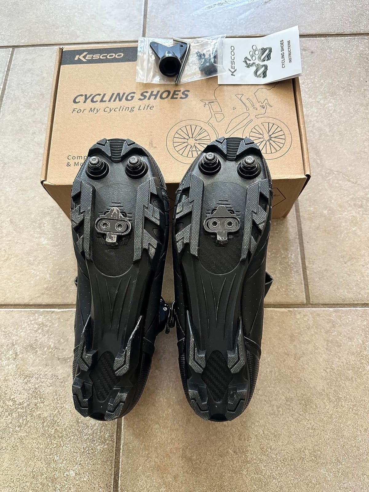 KESCOO Mens Mountain Bike Shoes with 2-Bolts SPD Cleats Cycling Shoes customer photo 1