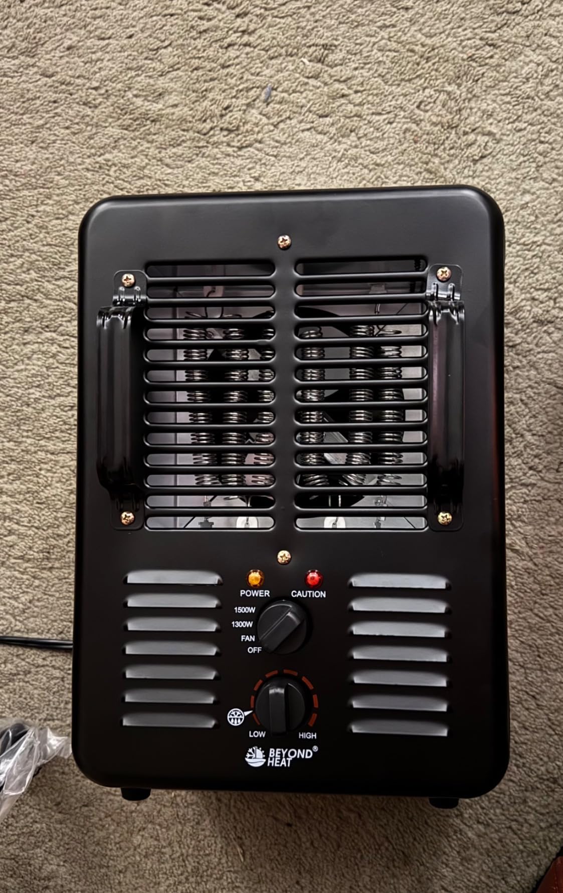 BEYOND HEAT 1500W Milkhouse Space Heater with Thermostat, Black-1 Packs | Portable Electric Heater with 2 Heat Settings and Fan only Mode, Tip-over Shut-off, Overheat Protection, Anti-freeze Setting customer photo 2