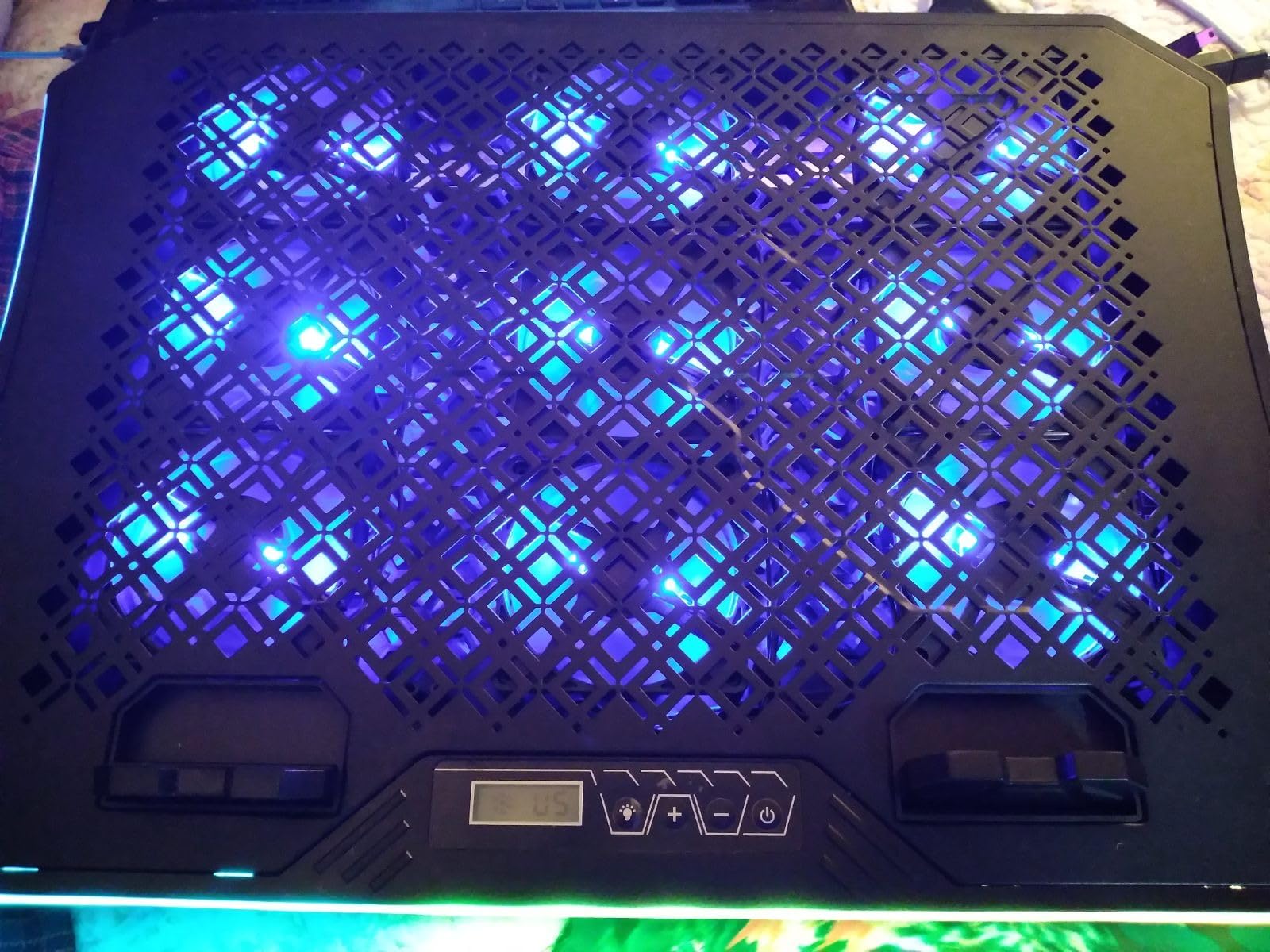 KeiBn Upgraded Gaming Laptop Cooler Pad with 9 Quiet RGB Fans, Cooling Pad for 15.6-17.3 Inch Laptops with 7 Height Stands, 2 USB Ports, Phone Stand-Blue customer photo 2