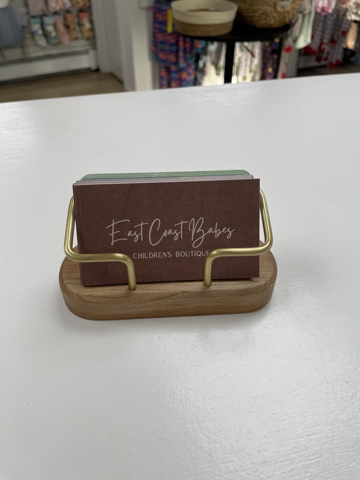 muso wood Cherry Business Card Holder for Desk, 1 Pack customer photo 2