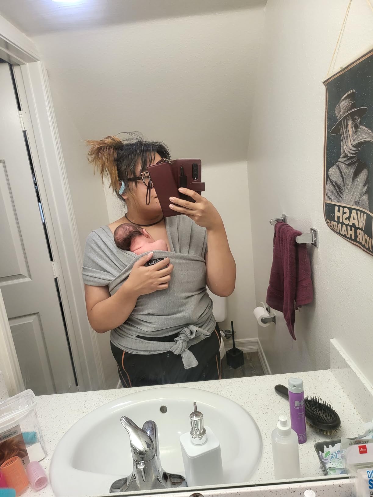 Cuddlebug Baby Wrap Carrier, Soft Stretchy Newborn Sling, 7-35 lbs, Mint customer photo 1