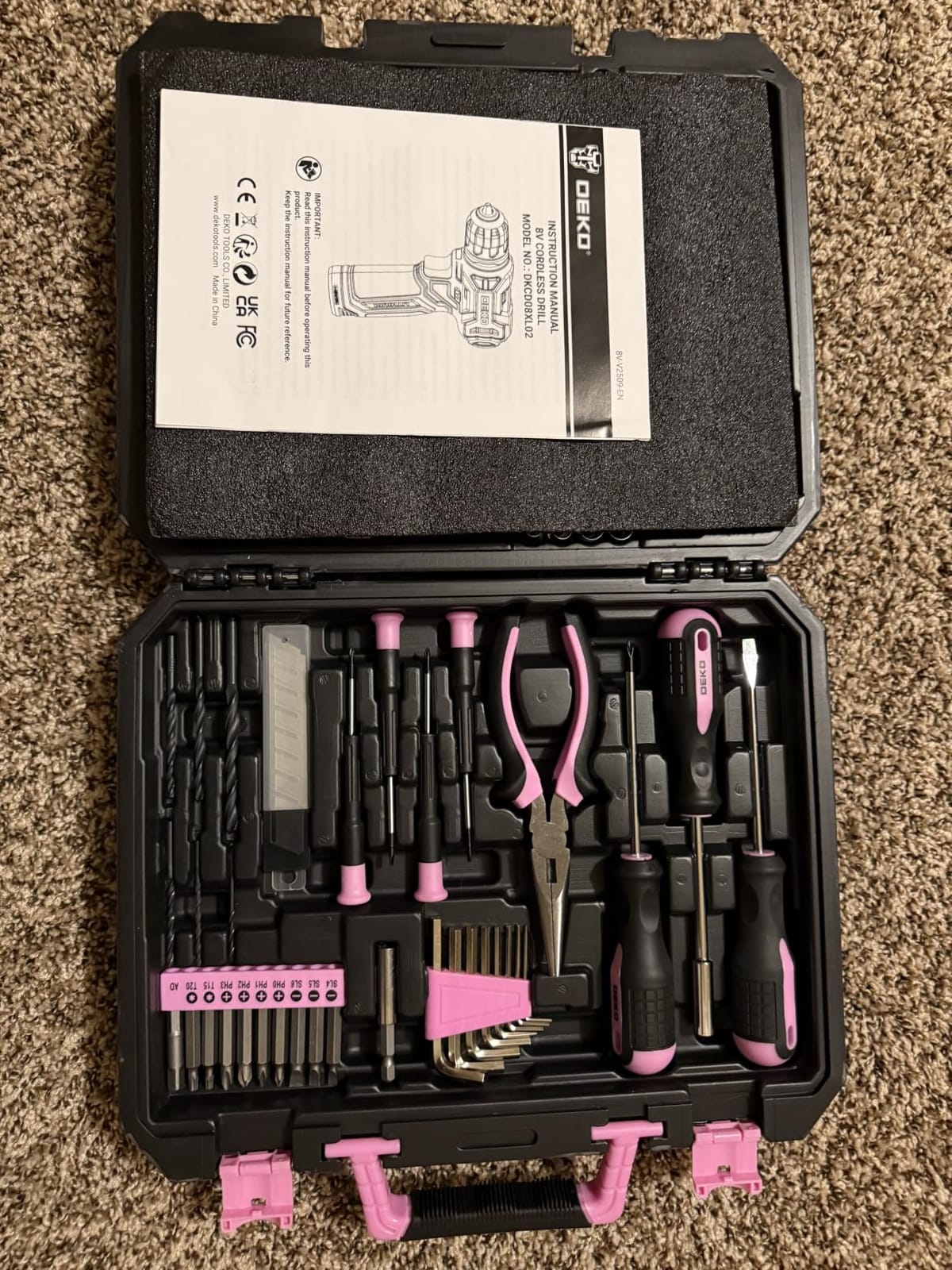 DEKOPRO Drill Set: Tool Set with 8V Blue Cordless Drill, Home Tool Kit with Drill, Hand Tool Kits for Women 126 Piece customer photo 1