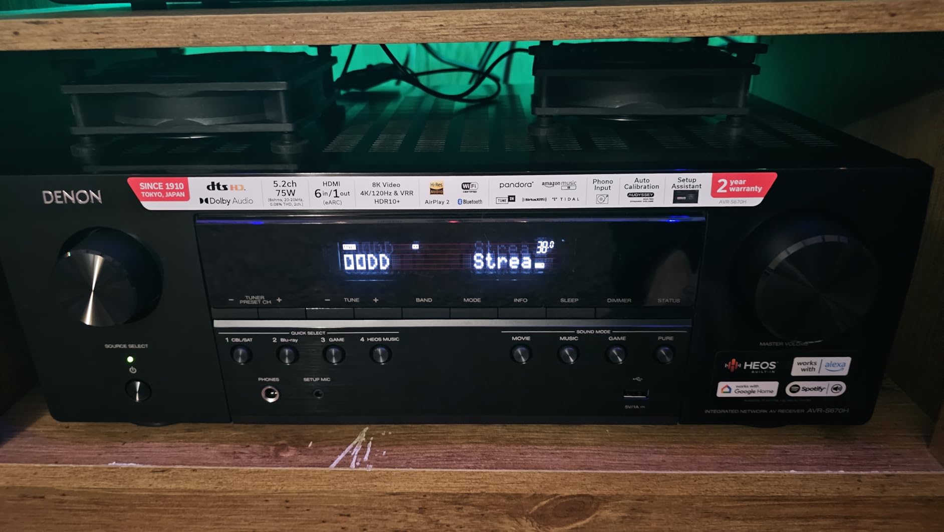 Denon AVR-S670H 5.2 Ch Home Theater Receiver, 8K UHD HDMI Receiver 75W x 5, Streaming via Built-in HEOS, Bluetooth & Wi-Fi, Dolby TrueHD, DTS HD Surround customer photo 1