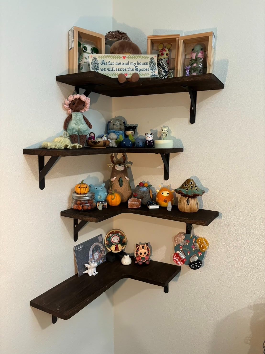 Amada Corner Floating Shelves, Paulownia Wood, Set of 4, Brown customer photo 2