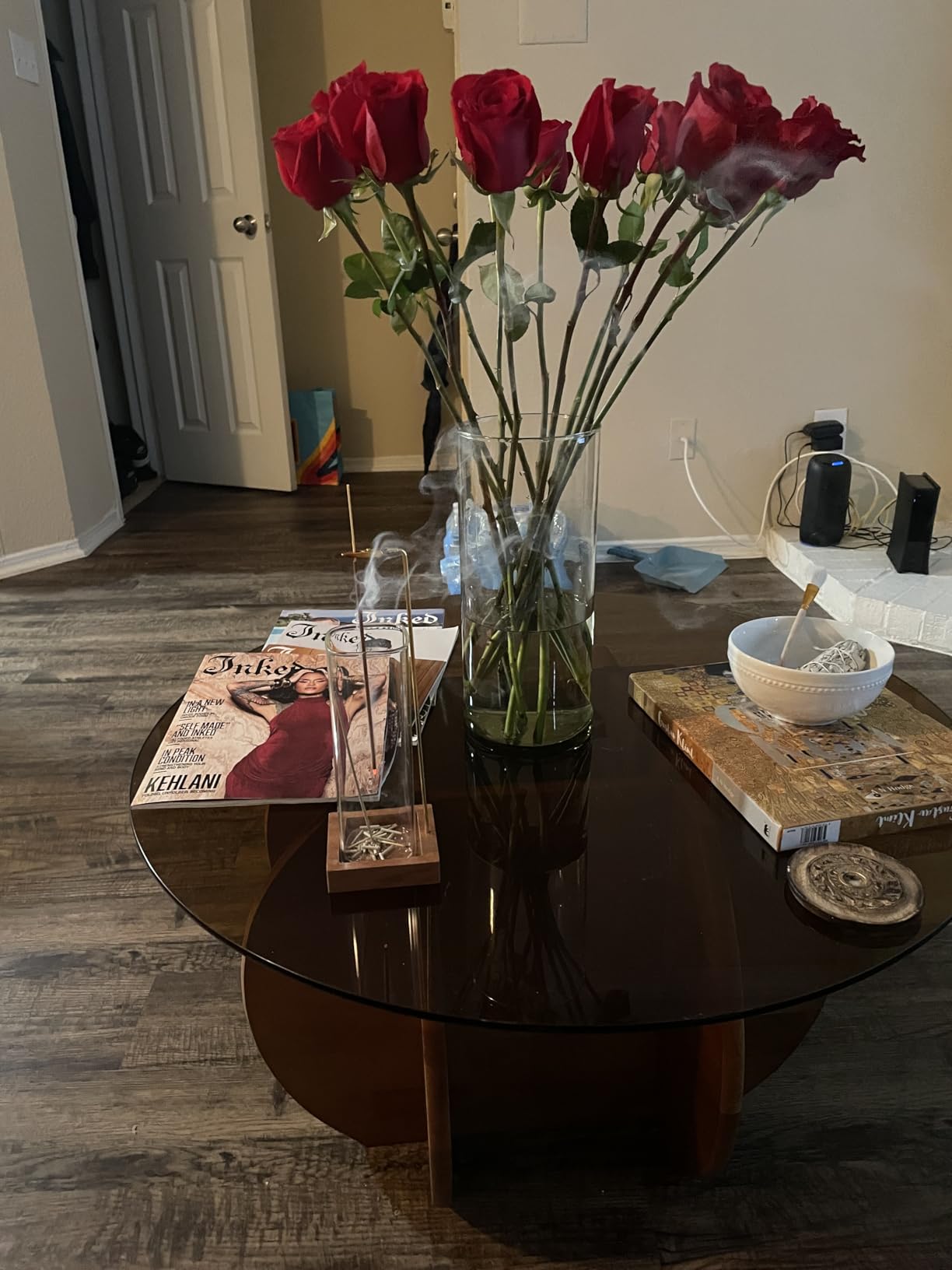 Ceremony Incense Holder, Wooden Incense Burner with Glass Ash Catcher (Wooden Square) customer photo 2