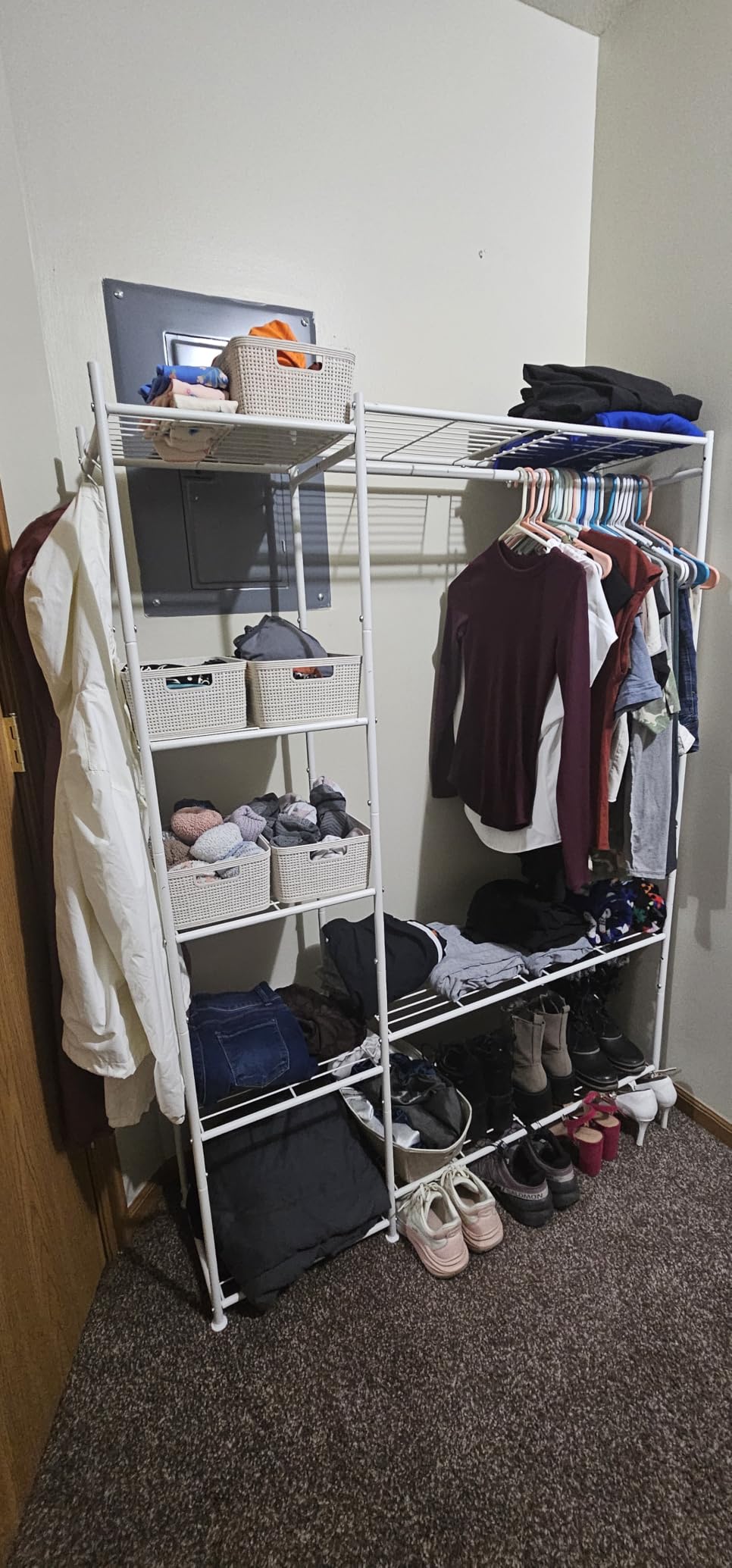 HOMIDEC Wardrobe Closet, Portable Clothes Rack with 4 Tiers Shelves | Freestanding Closet Organizers and Storage System with Hanging Rod, Steel Clothing Rack Suitable for Cloakrooms, Bedrooms, Black customer photo 1