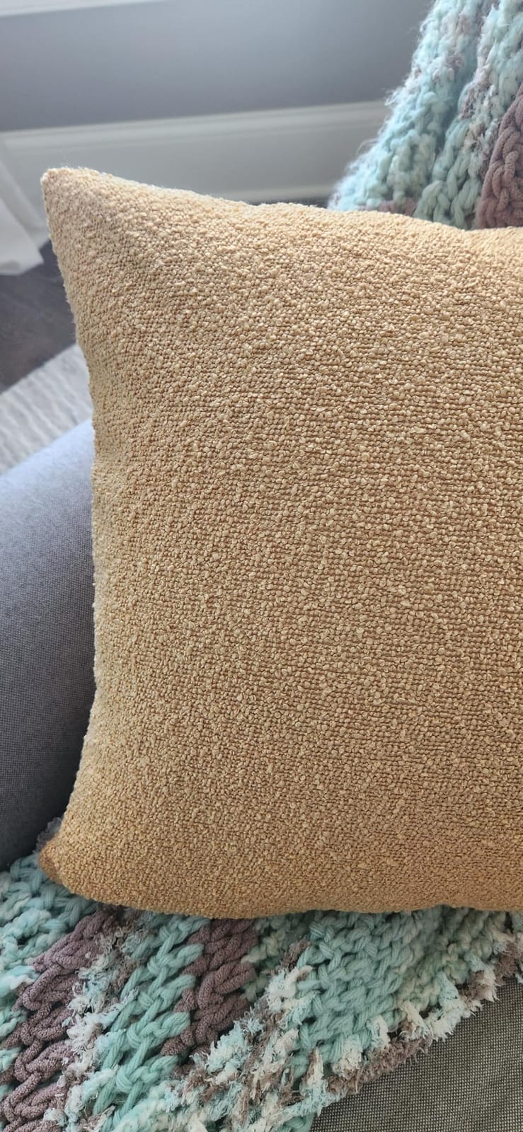 Foindtower Decorative Textured Boucle Throw Pillow Covers 20x20 Inch,Ivory customer photo 1