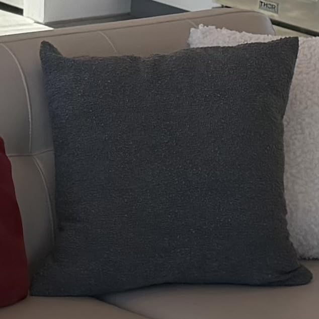 Foindtower Decorative Textured Boucle Throw Pillow Covers 20x20 Inch,Ivory customer photo 2