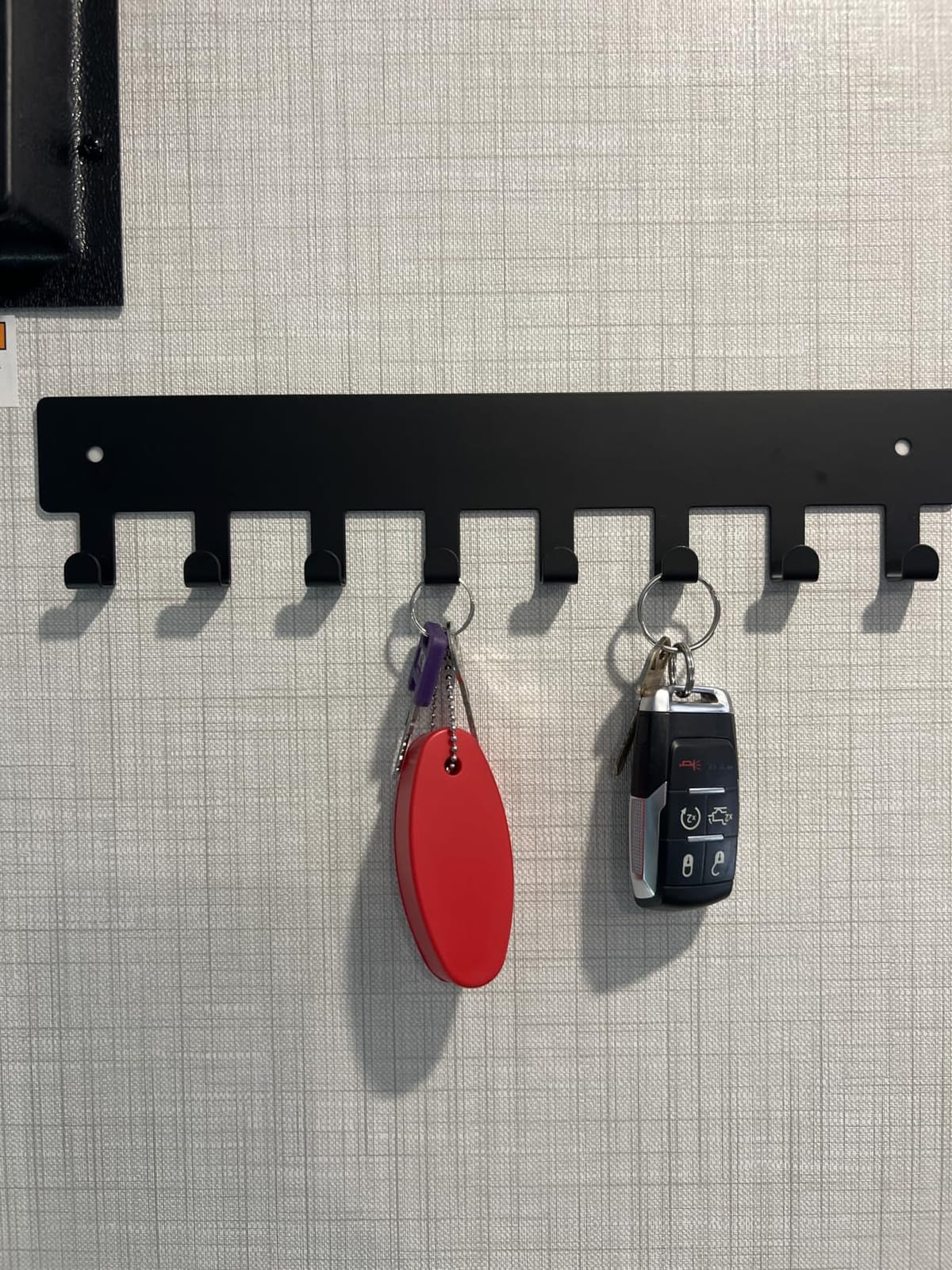 pickpiff Key Holder Wall Mount, Adhesive Key Rack with 8 Hooks Hanger for Car Key Ring, Metal Key Chain Organizer, Black 1 Pack customer photo 2