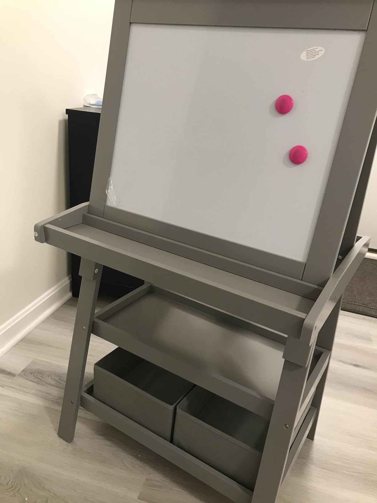 Costzon Kids Art Easel, 3 in 1 Double-Sided Painting Easel w/Magnetic Whiteboard, Chalkboard & Paper Roll, 2-Tier Storage Rack & 2 Boxes, Standing Easel for Kids Toddlers, Gift for Boys, Girls (White) customer photo 2