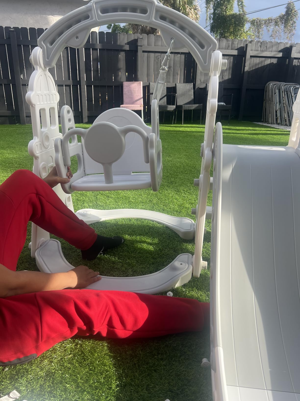 KORIMEFA 4-in-1 Toddler Slide and Swing Set, Indoor & Outdoor Playground customer photo 1