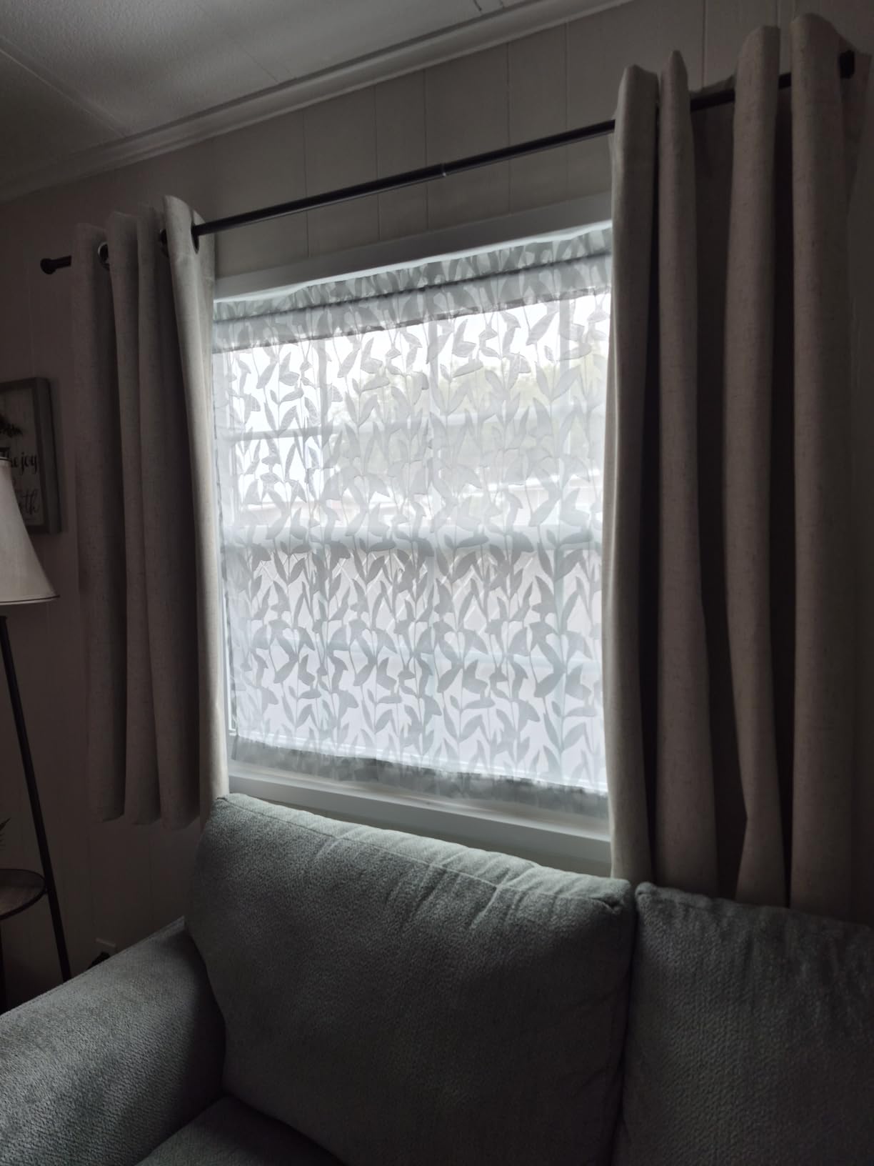 Lecloud Sage Green Jacquard Sheer Valances for Windows 14 Inch Length 2 Pcs customer photo 1