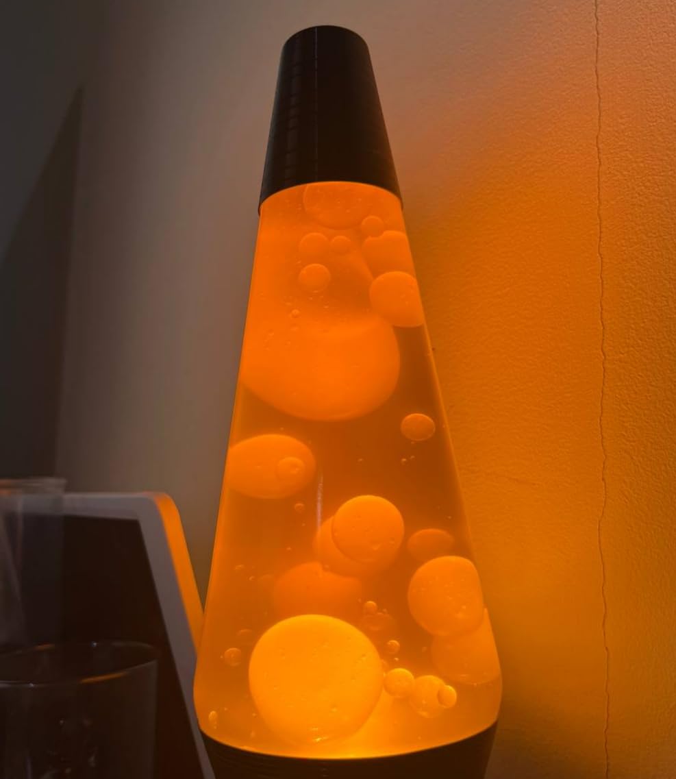 Lava® Lamp - 14.5'' Vinyl Record Grooved Base - The Original Motion Light - Yellow Wax and Orange Liquid - Item #2017 customer photo 2