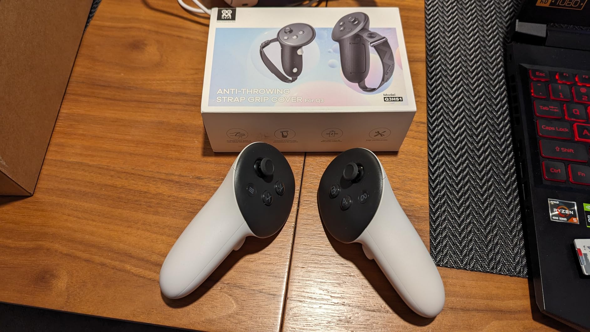 AMVR Upgraded Controller Grips Cover Compatible with Meta/Oculus Quest 3S/Quest 3 Accessories, with Battery Opening Cover and Knuckle Straps Protector customer photo 2