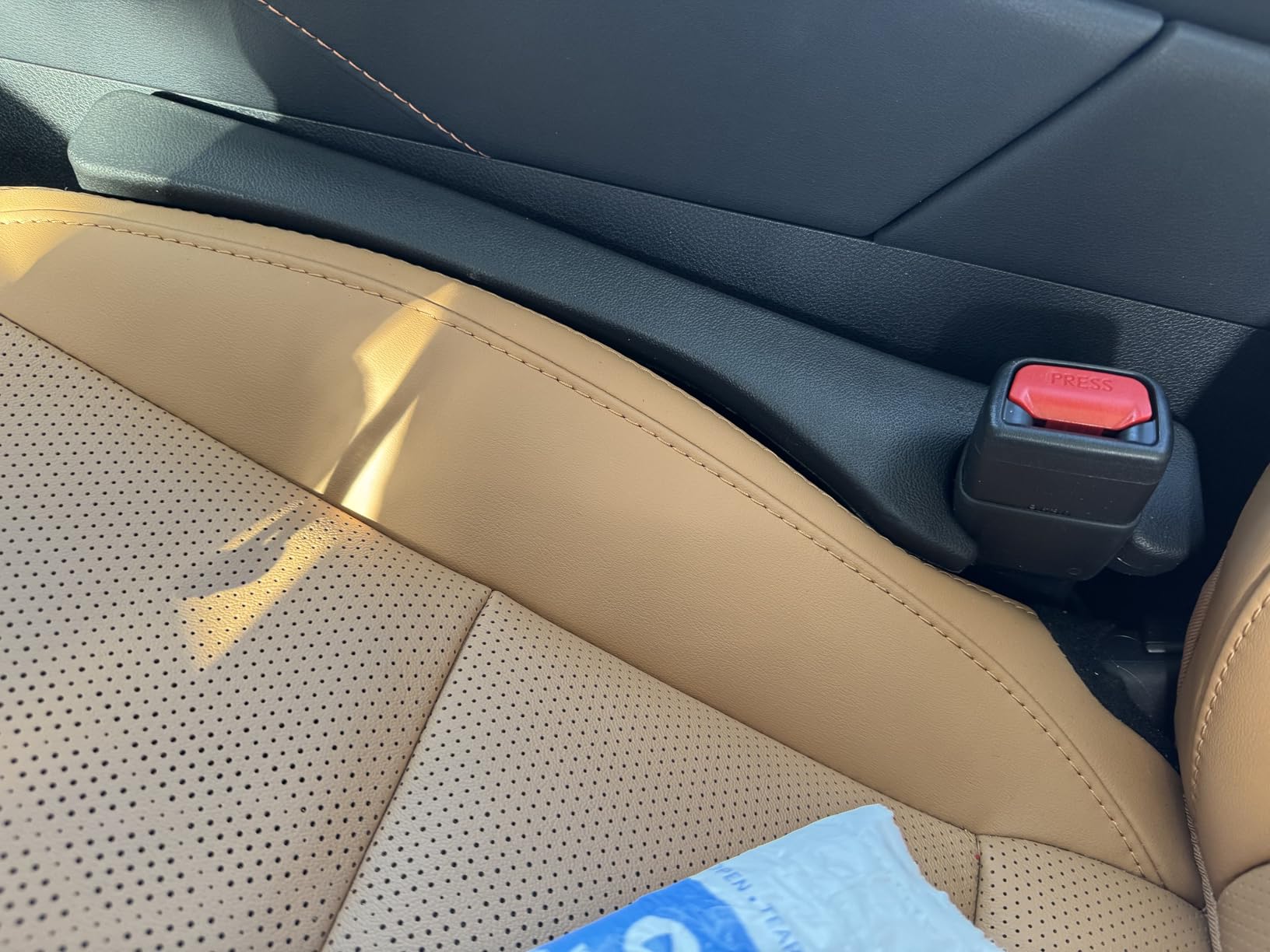 Hiseanllo Car Seat Gap Filler 2 Pack, Universal Fit PU Leather Car Seat Gap Plug to Fill The Gap Between Seat and Console, Car Seat Crevice Blocker Stop Things from Dropping customer photo 1