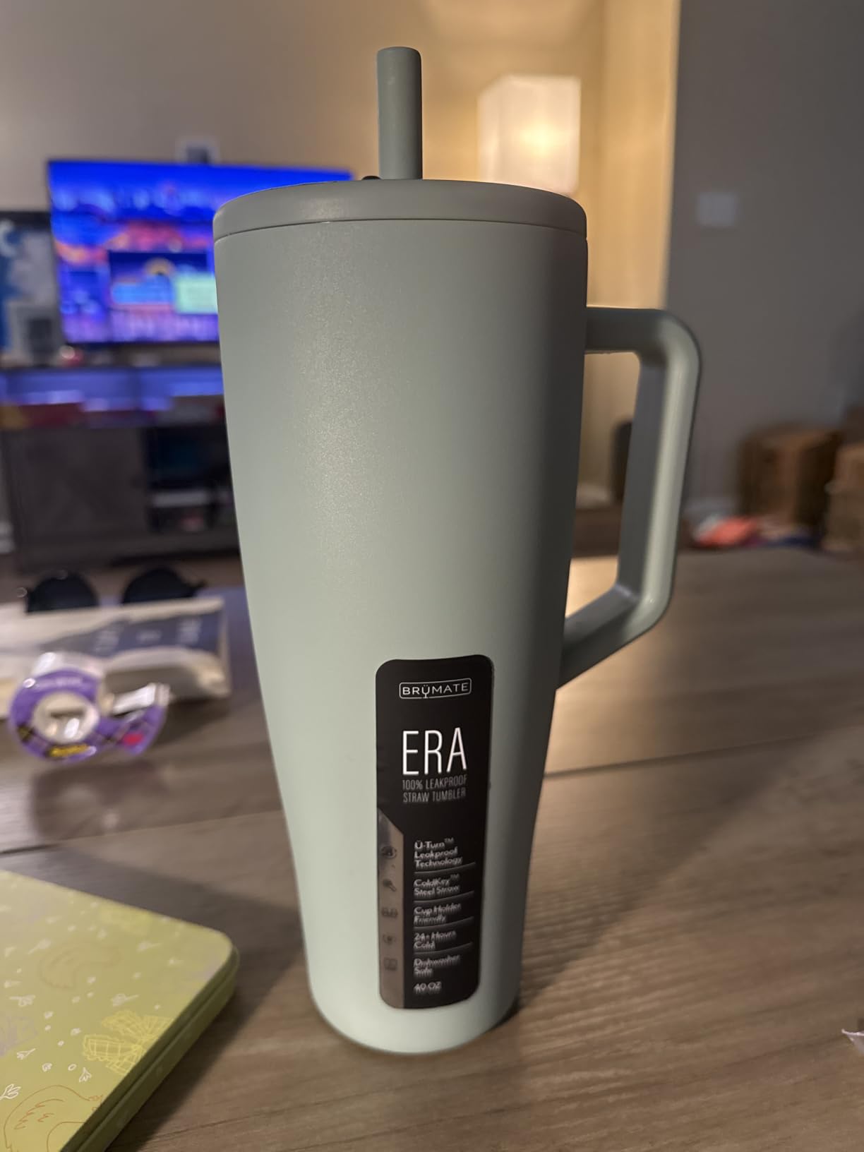 BrüMate Era 30 oz Tumbler with Handle and Straw | 100% Leakproof Insulated Water Bottle Tumbler with Lid and Flexible SoftSip Straw | Made of Stainless Steel | Cup Holder Friendly | 30oz (Blue Agave) customer photo 2