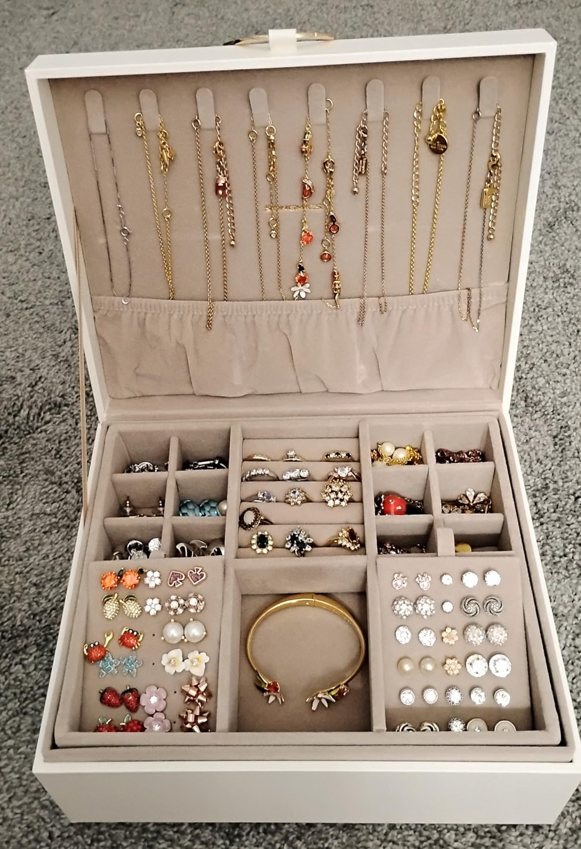 SONGMICS 2-Layer Jewelry Box with Handle, Removable Tray, Floating Effect customer photo 2