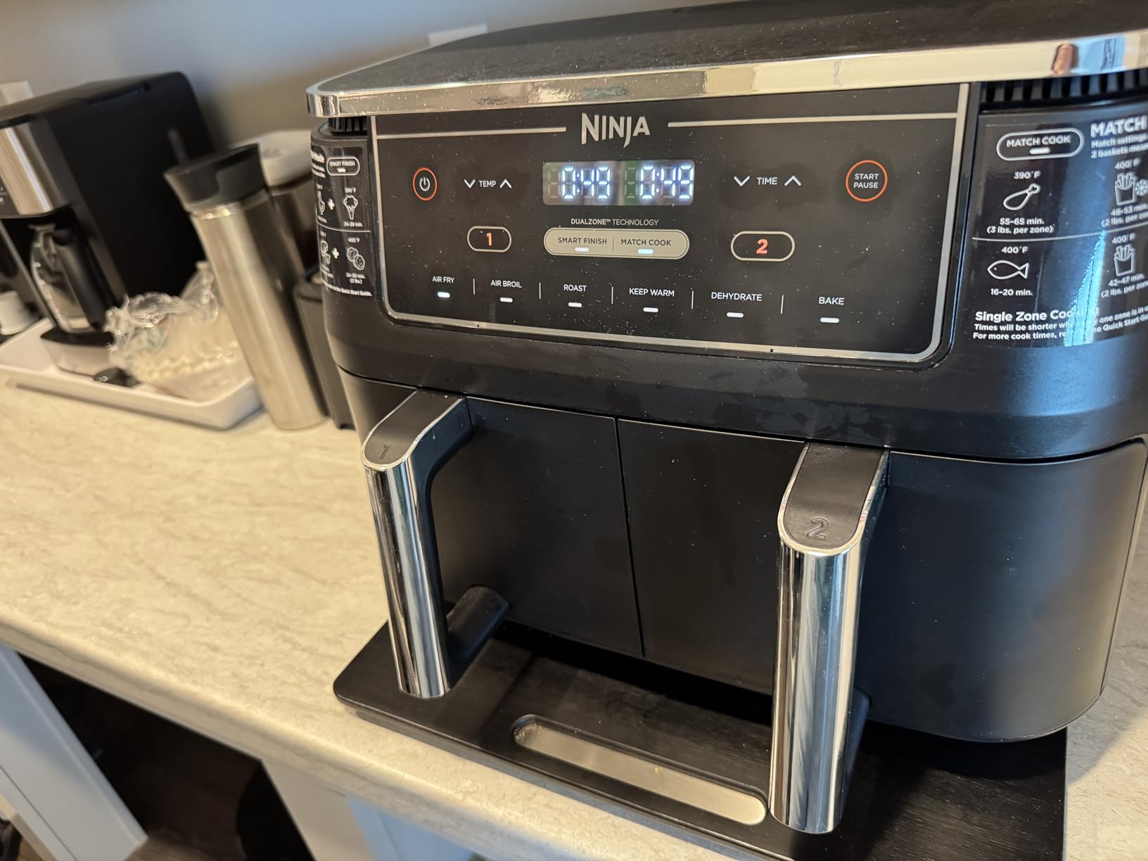 Ninja Foodi Air Fryer, 10 Qt DualZone, 6-in-1, Black, DZ302 | Air fry, broil, roast, keep warm, dehydrate, bake, 2x5 Qt baskets, Fits 8 lbs wings customer photo 1