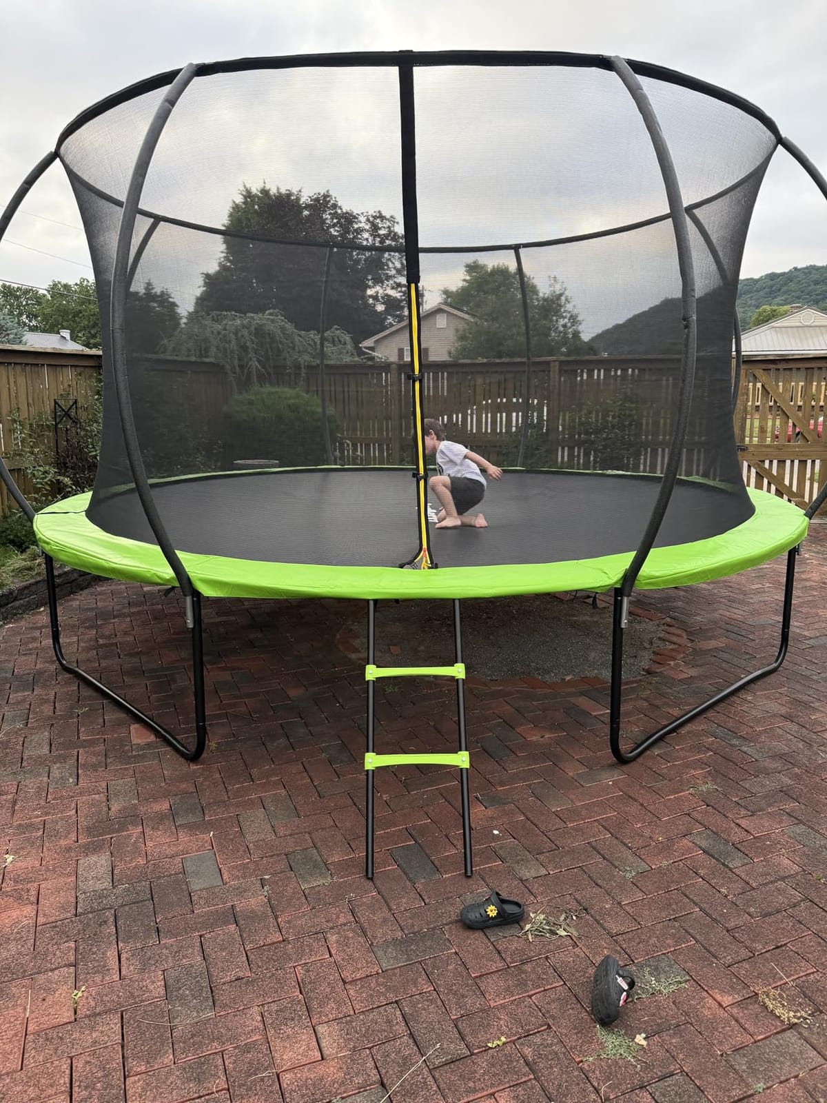 JoyBerri Outdoor Trampoline – with LED Lights, Net, Ladder, ASTM Certified | 8Ft 10Ft 12Ft 14Ft 15Ft 16Ft, 450lb capacity, kids & adults, anti-rust steel, net + ladder + stakes, 5-year protection customer photo 1