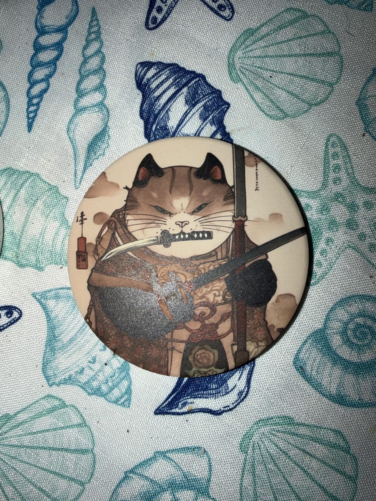 Ninja Cat Coasters Set of 6 - Funny Coasters Anime Cat Gifts for Men customer photo 2
