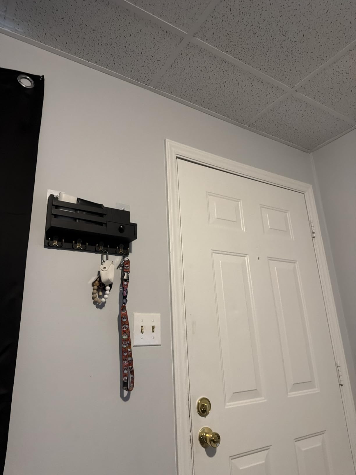 Key Holder Wall Mount, Wooden Key and Mail Organizer, Black customer photo 2