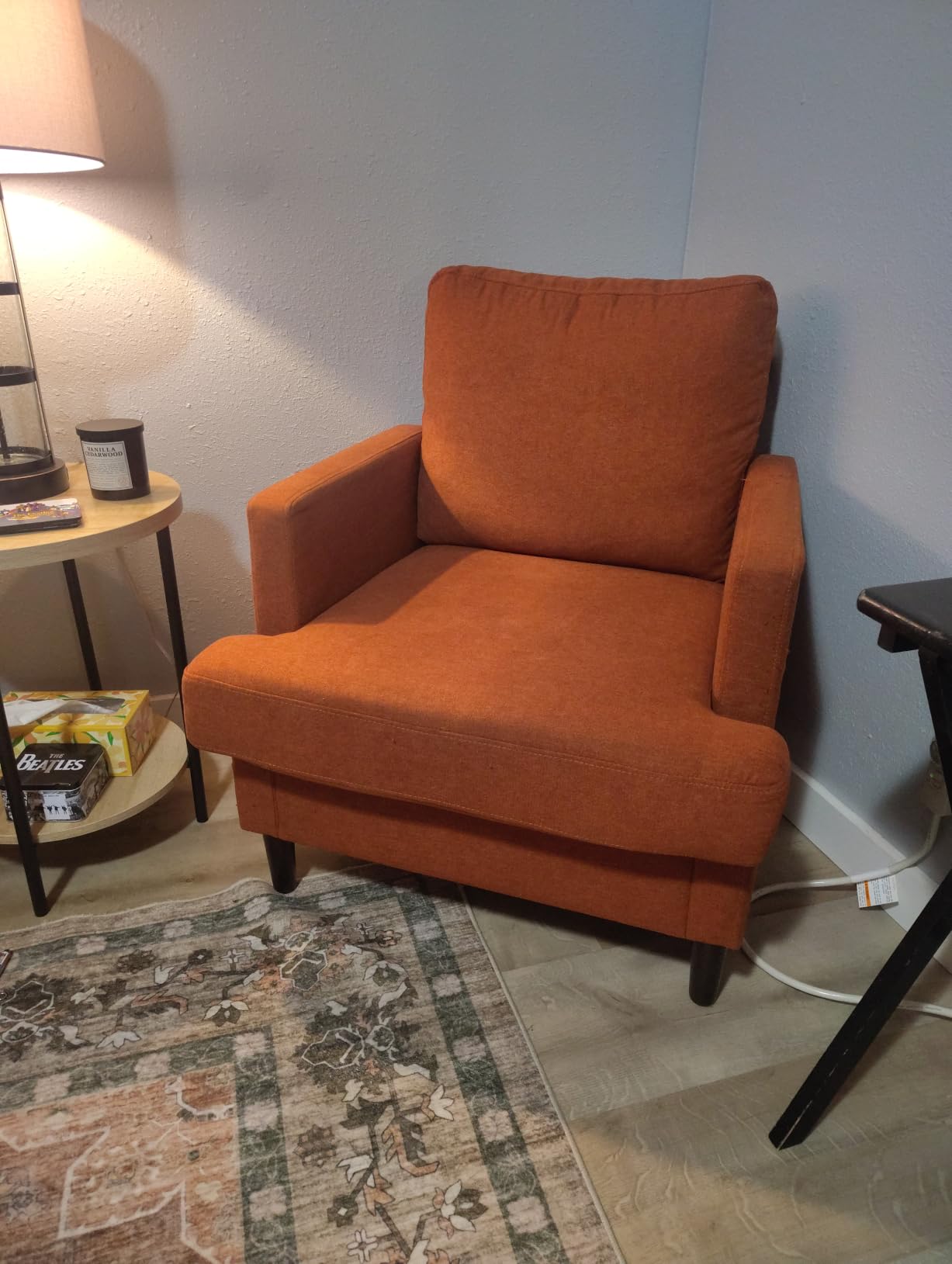 Weture Mid-Century Accent Chair, Light Grey Armchair Living Room Chairs | Comfy Upholstered Reading Accent Chairs for Bedroom, Modern Single Sofa Chair with Wood Legs customer photo 1
