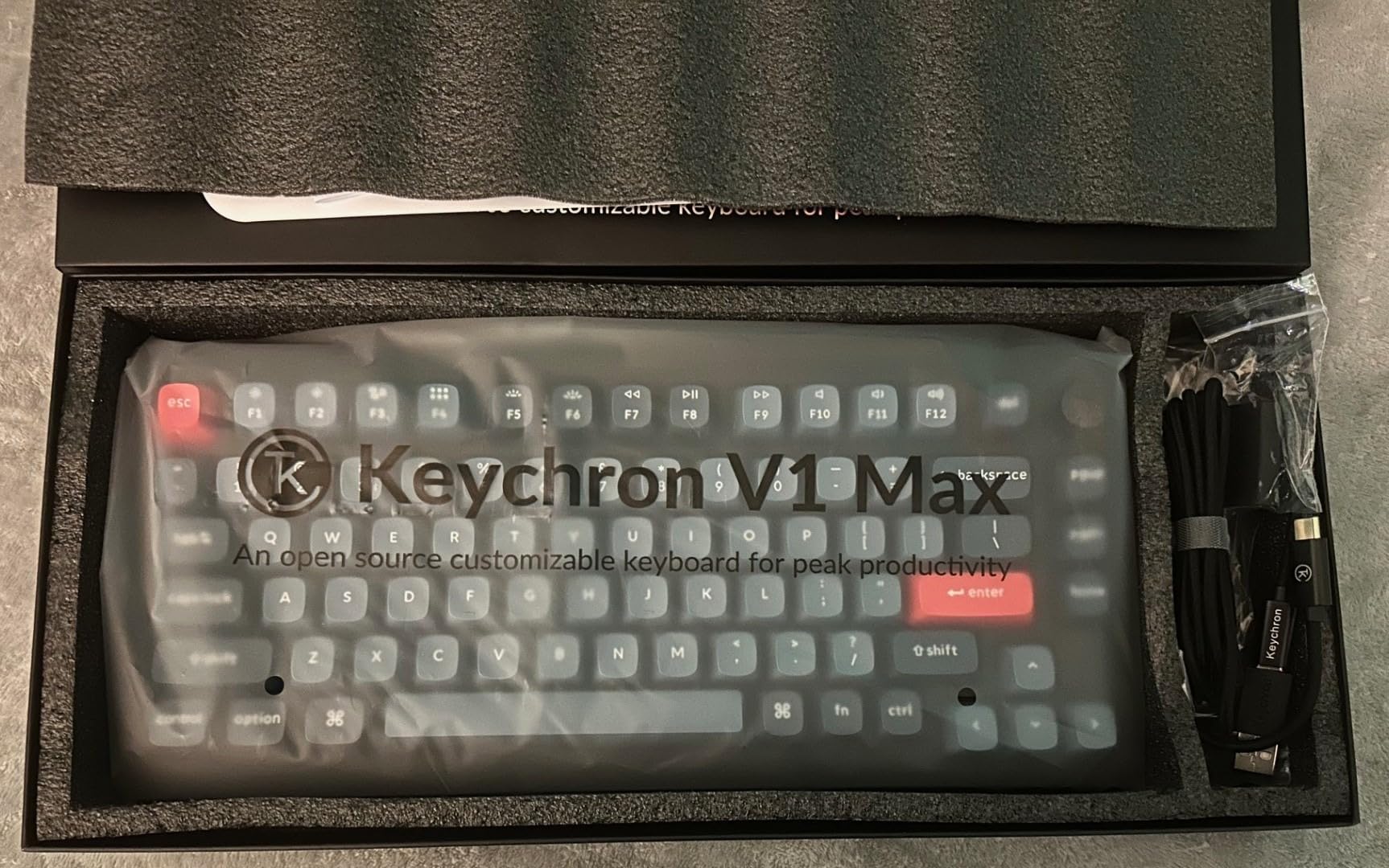 Keychron V1 Max QMK Wireless Mechanical Keyboard, 75% Layout Custom Knob | 2.4 GHz/Bluetooth 5.1/USB-C Wired, Hot-Swappable, Double-Shot PBT Keycaps, Gasket Mount, South-Facing RGB, Mac/Windows/Linux customer photo 2