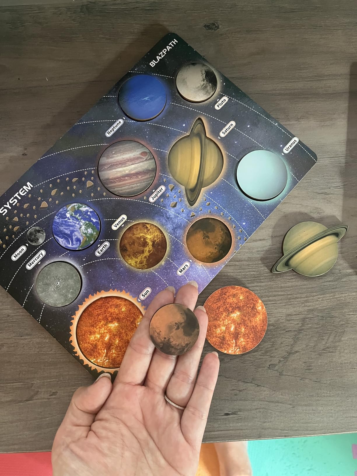 Solar System Planet Outer Space Toddler Wooden Puzzle Toys for Kids 3-5 customer photo 2