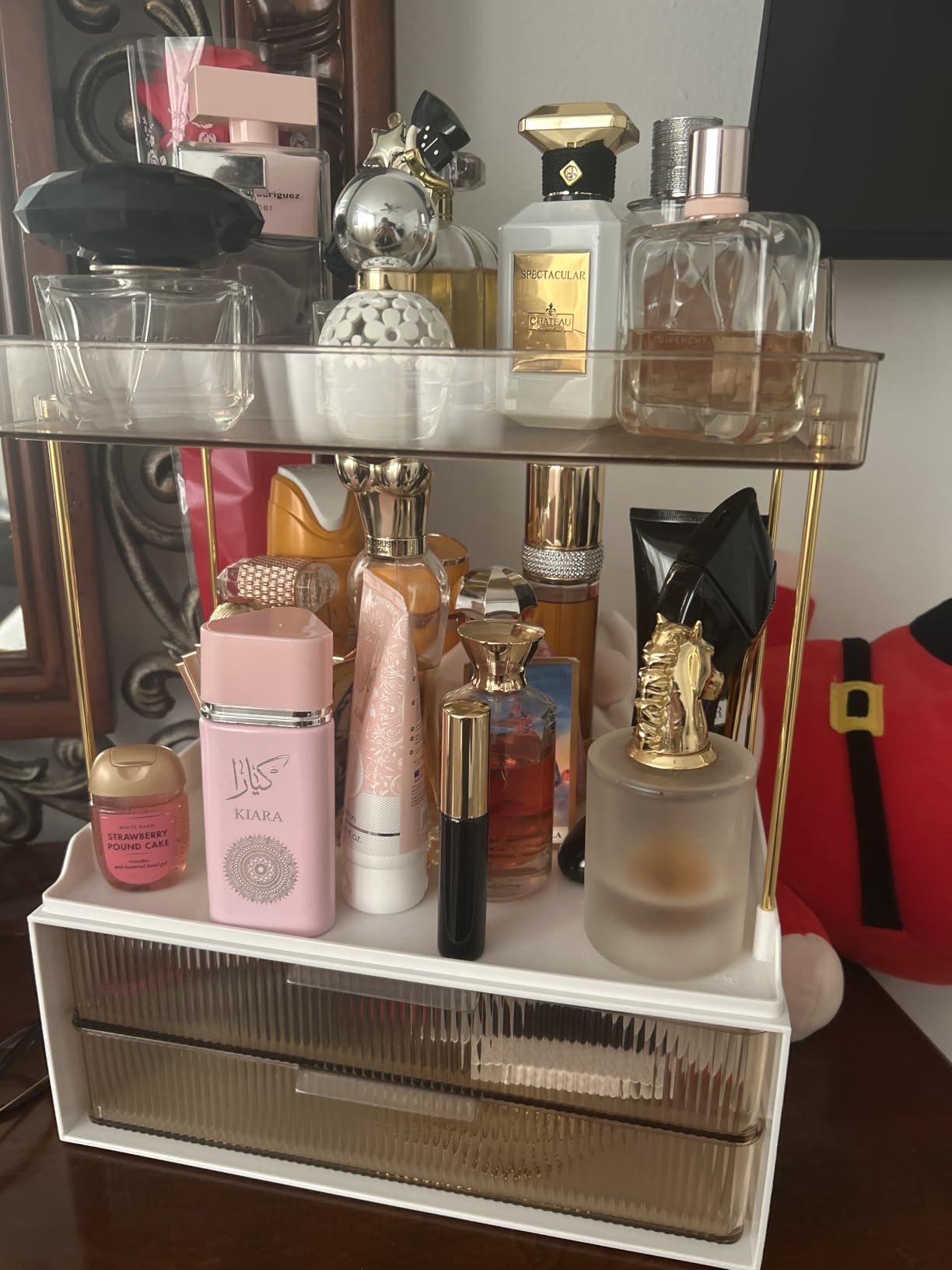 Delamu 4-Tier Makeup Organizer, Bathroom Counter Storage, 2 Drawers, Amber customer photo 1