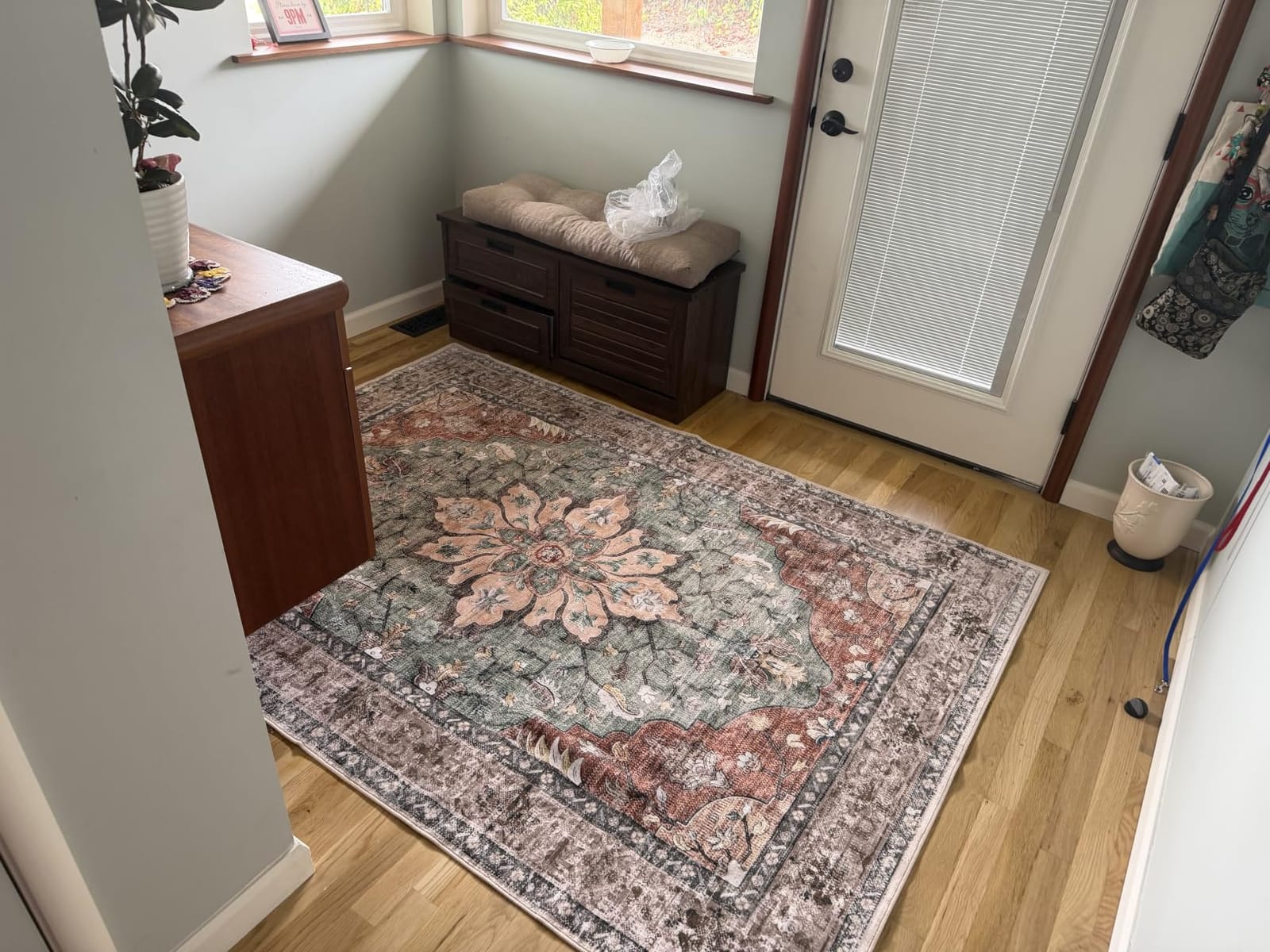 RELEANY Washable Area Rug, 8'x10', Brick/Brown/Green | Non-Slip, Water Repellent, Pet Friendly, Easy to Clean, Vintage Floral Boho Decor for Living Room Bedroom Dining Room customer photo 1