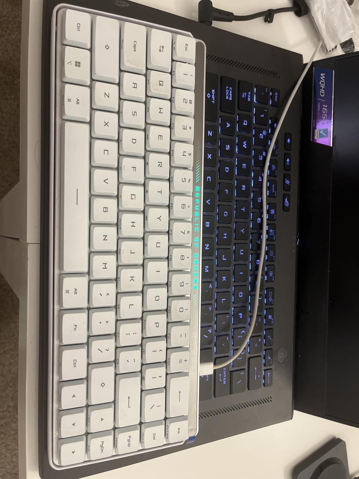 ASUS ROG Falchion RX Low Profile Wireless Gaming Keyboard – 65% Compact TKL, Tri-Mode Connectivity, ROG RX Red Optical Switches, RGB, Touch Panel, Keyboard Cover, PC/Mac Support - White customer photo 1