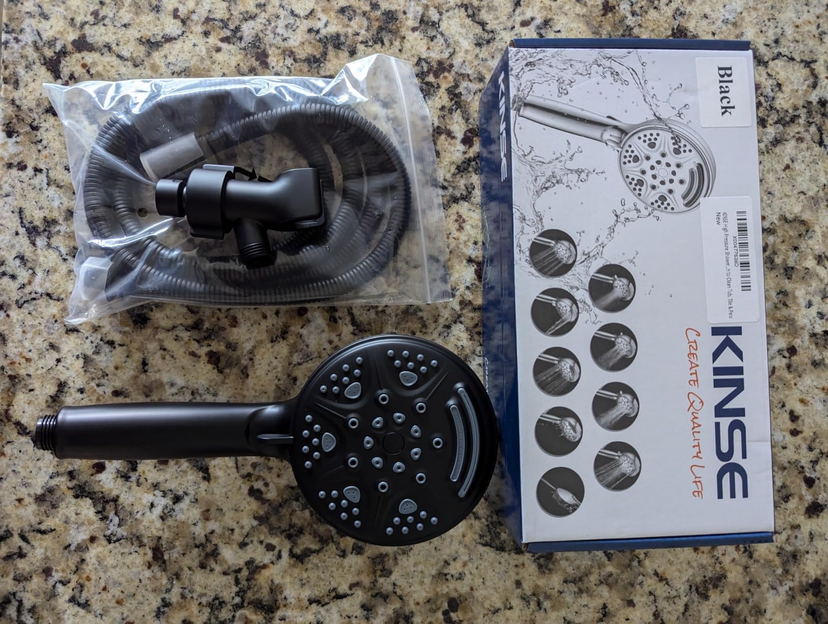 KINSE High Pressure Shower Head with Hose,9-Mode Handheld Shower Head, 5