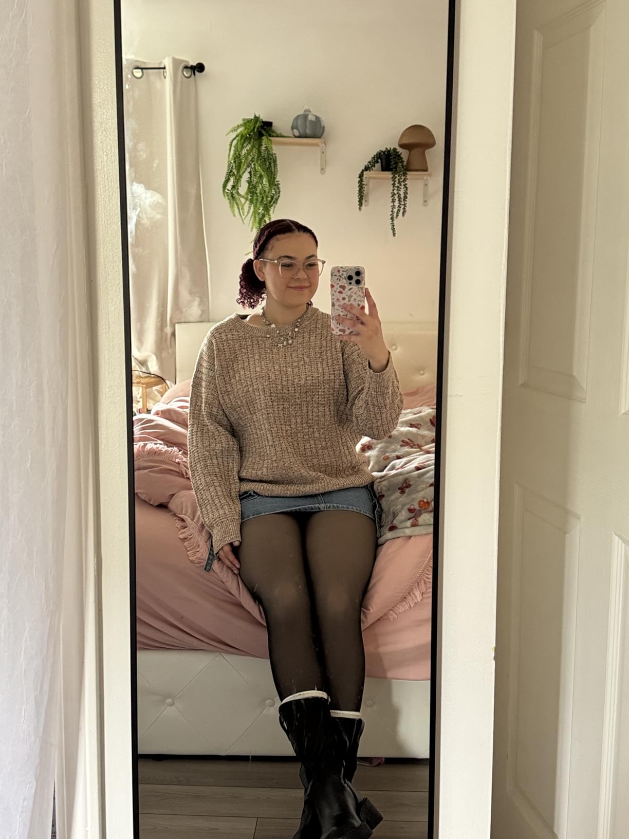 Delma Full Length Mirror with Stand, Black Floor Mirror customer photo 2