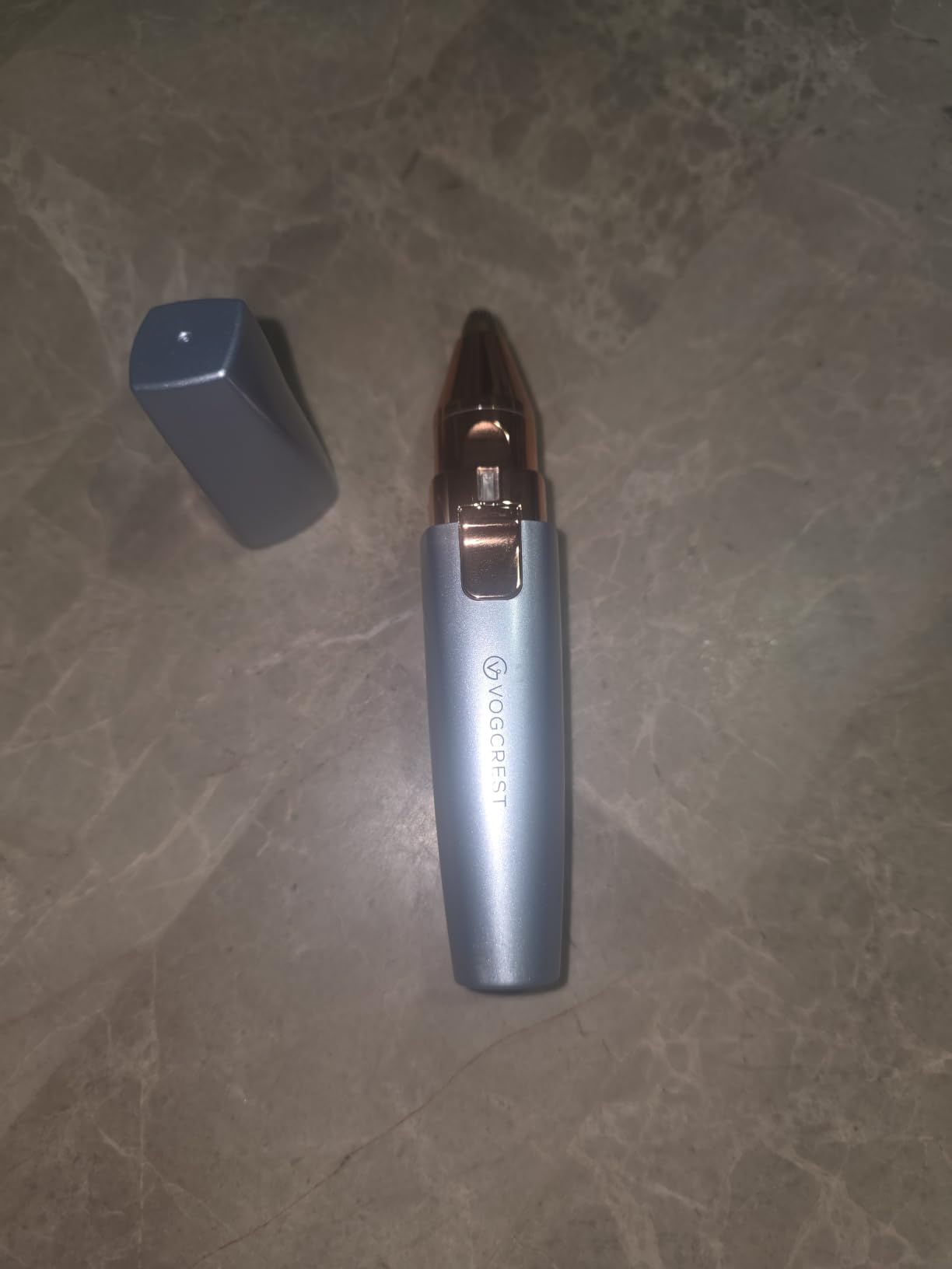 VG VOGCREST Eyebrow & Facial Trimmer: 2 in1 Rechargeable Facial Hair Removal & Eyebrow Shaver - Body Razor with Built-in LED Light (Rose Gold) customer photo 2