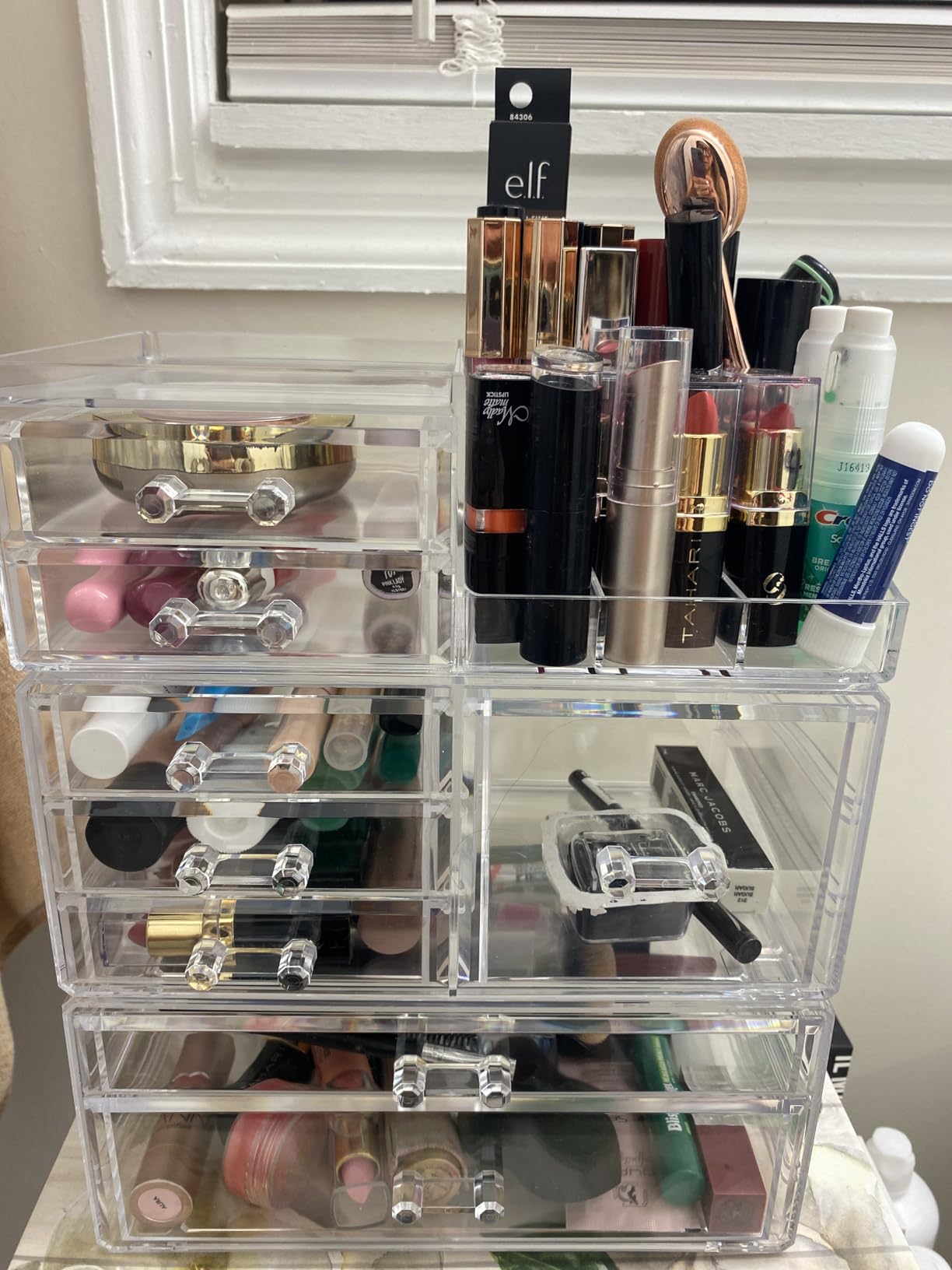 Acrylic Clear Makeup Organizer Countertop,Stackable Skincare Organizer for Vanity With 8 Drawers,Large Plastic Desk Accessories Organization,Bathroom Cosmetic Organizer Countertop for Beauty,Skin Care customer photo 1