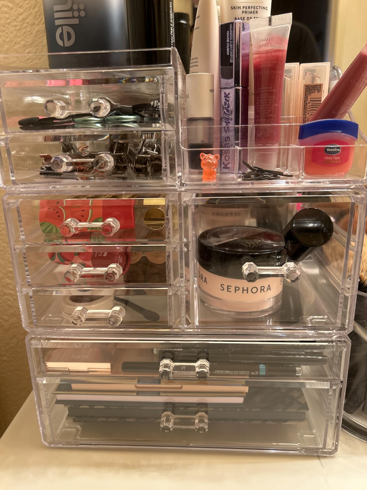 Acrylic Clear Makeup Organizer Countertop,Stackable Skincare Organizer for Vanity With 8 Drawers,Large Plastic Desk Accessories Organization,Bathroom Cosmetic Organizer Countertop for Beauty,Skin Care customer photo 2
